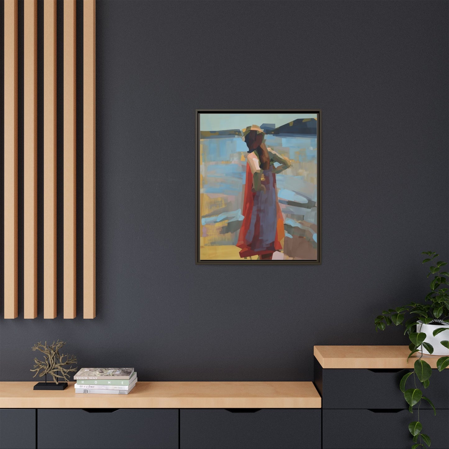 Framed Matte Canvas Print — Coastal Woman Abstract Art
