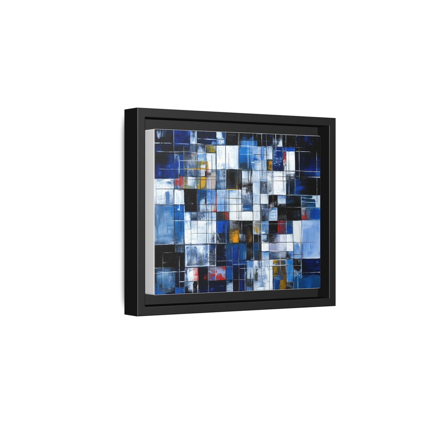 Abstract Blue Grid Matte Canvas Framed Art Print