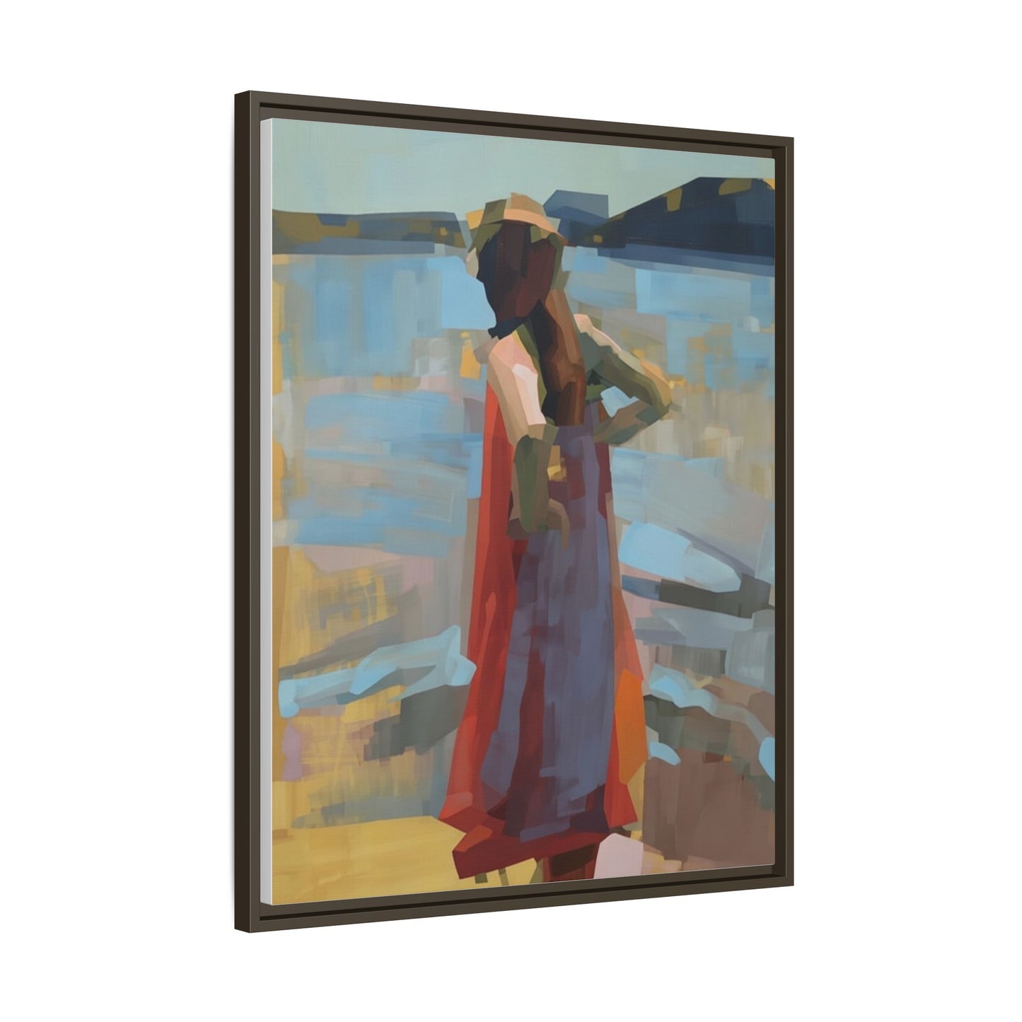 Framed Matte Canvas Print — Coastal Woman Abstract Art