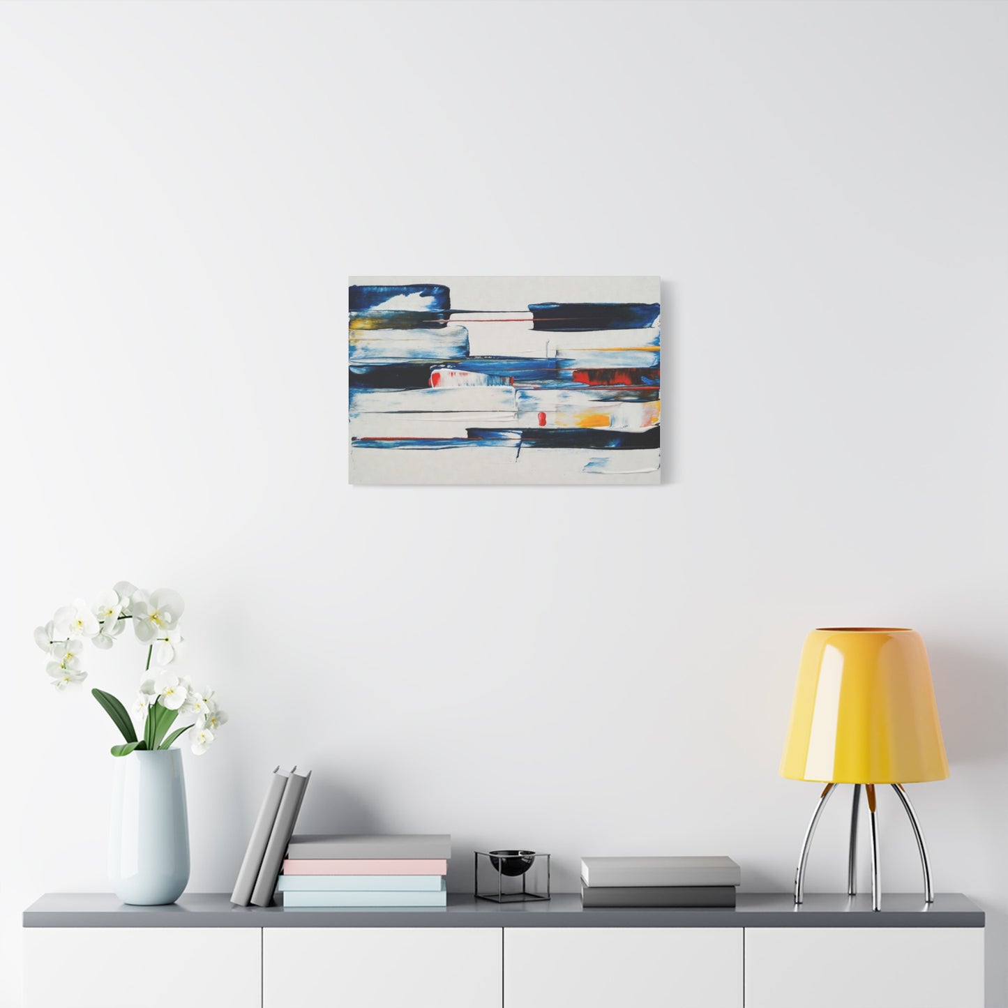 Abstract Blue Brushstroke Canvas Wall Art — Modern Stretched Matte Canvas