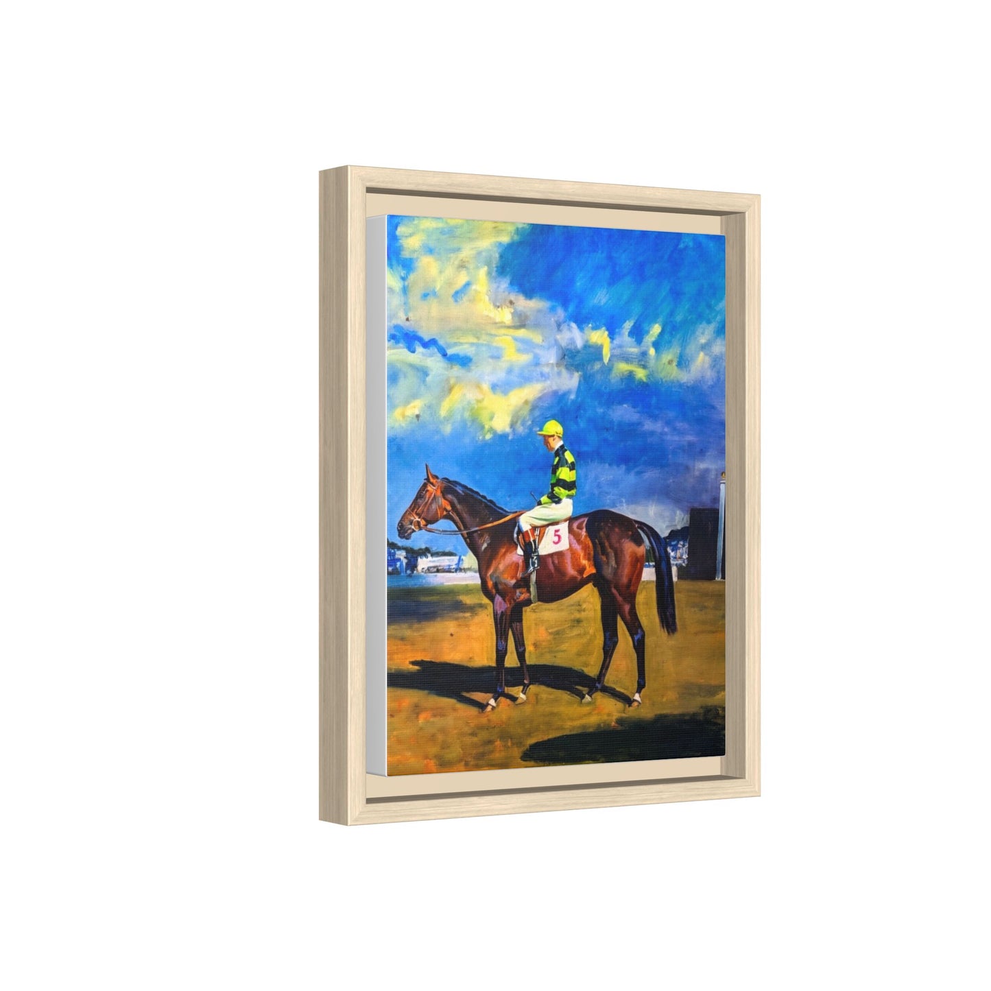 Framed Matte Canvas — Jockey on Racehorse Vintage Equestrian Wall Art