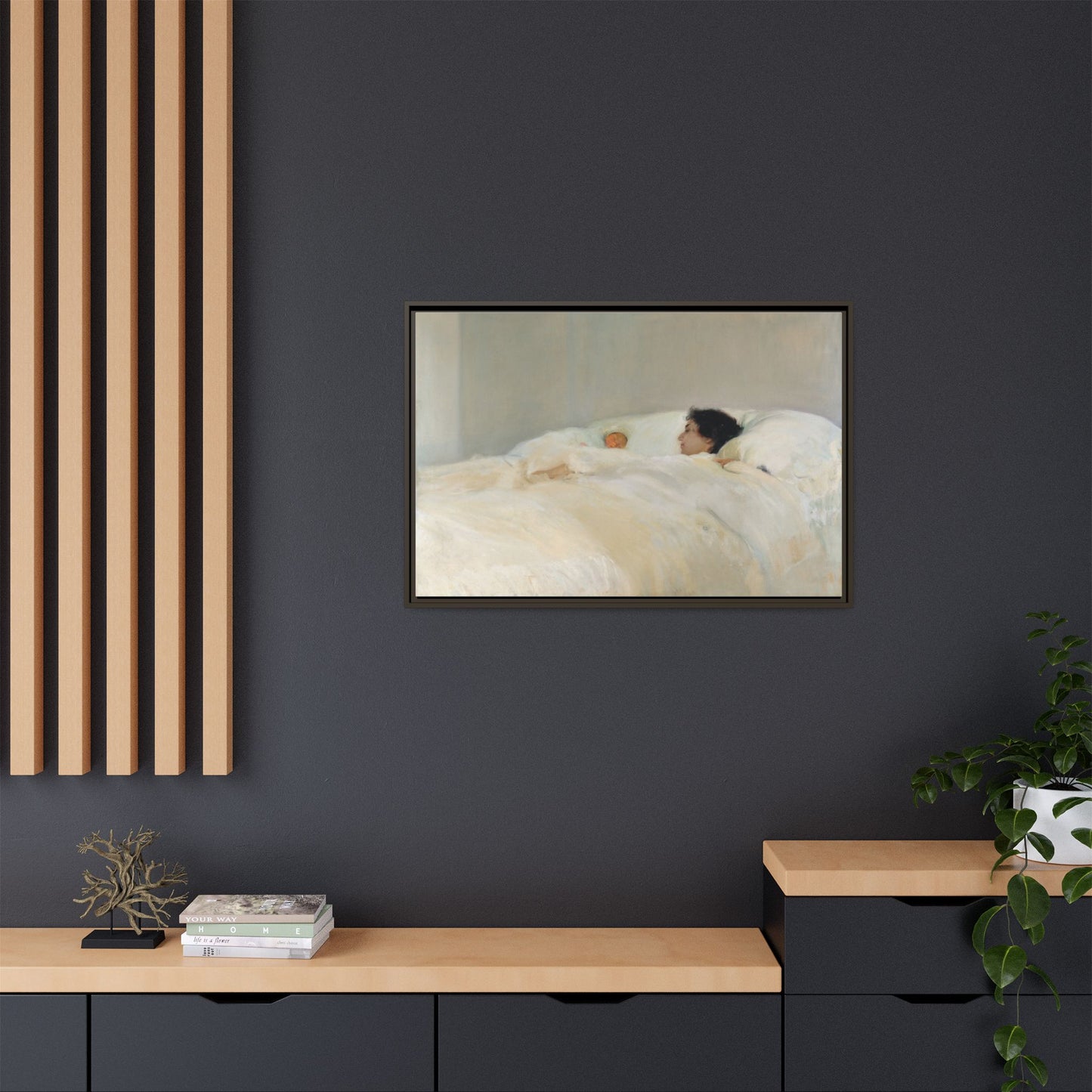 Mother by Joaquin Sorolla y Bastida Framed Matte Canvas Wall Art Print