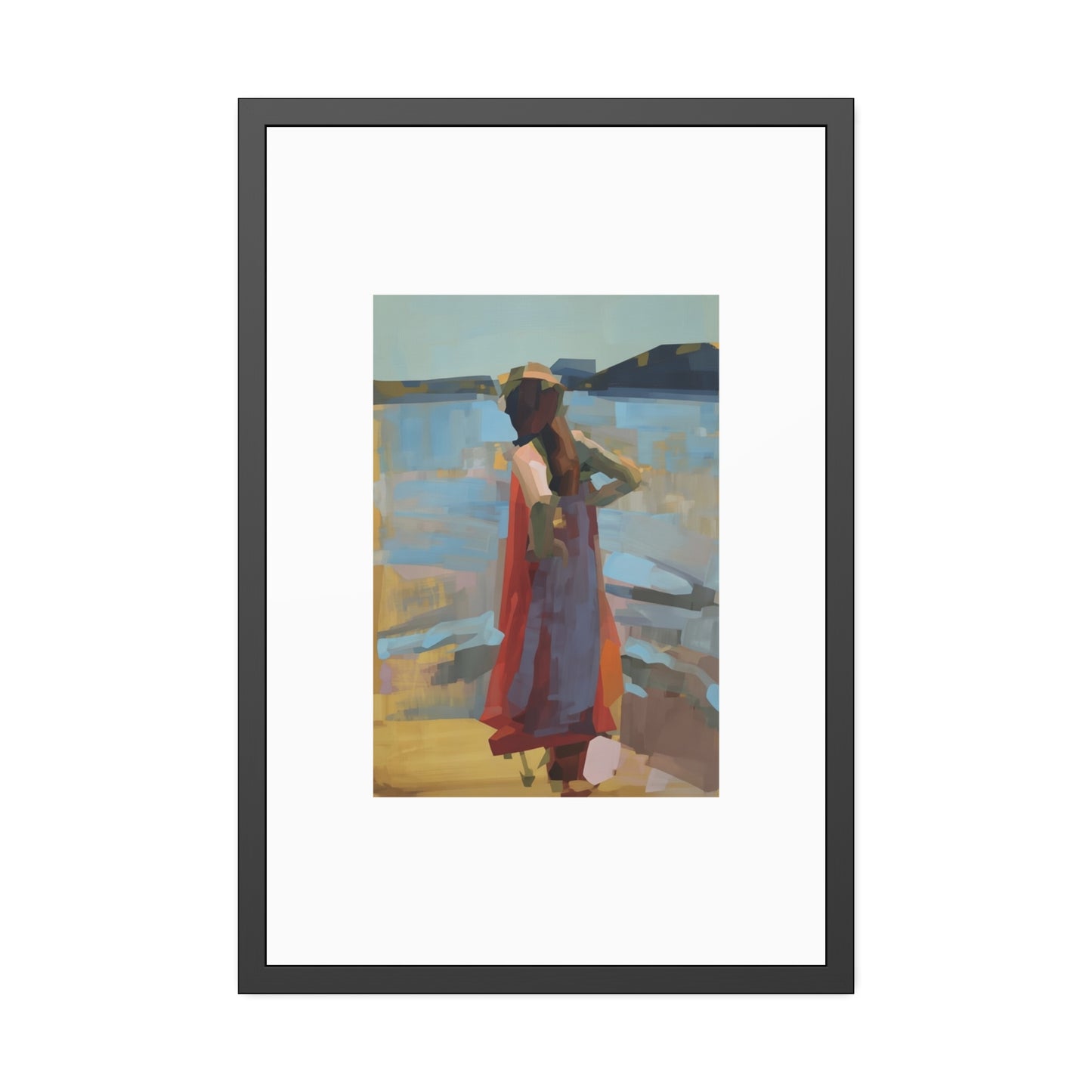 Framed Art Print — Woman at the Shore Impressionist Poster