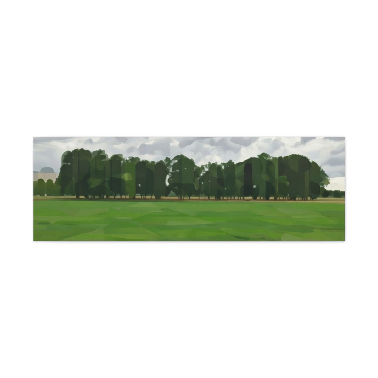 Green Field Landscape Canvas Print — Tranquil Park Scene Matte Stretched Canvas