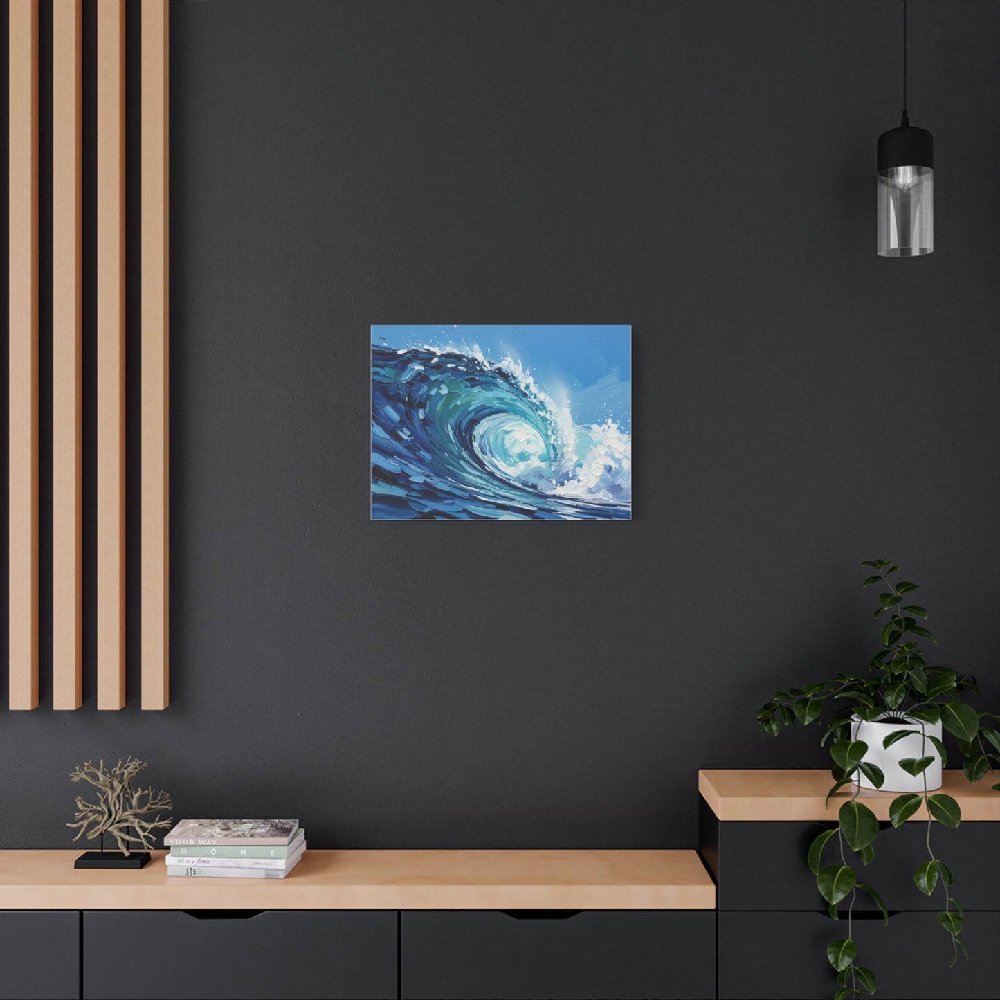 Ocean Wave Matte Canvas Wall Art — Blue Surf Wave Painting, Stretched 1.25"
