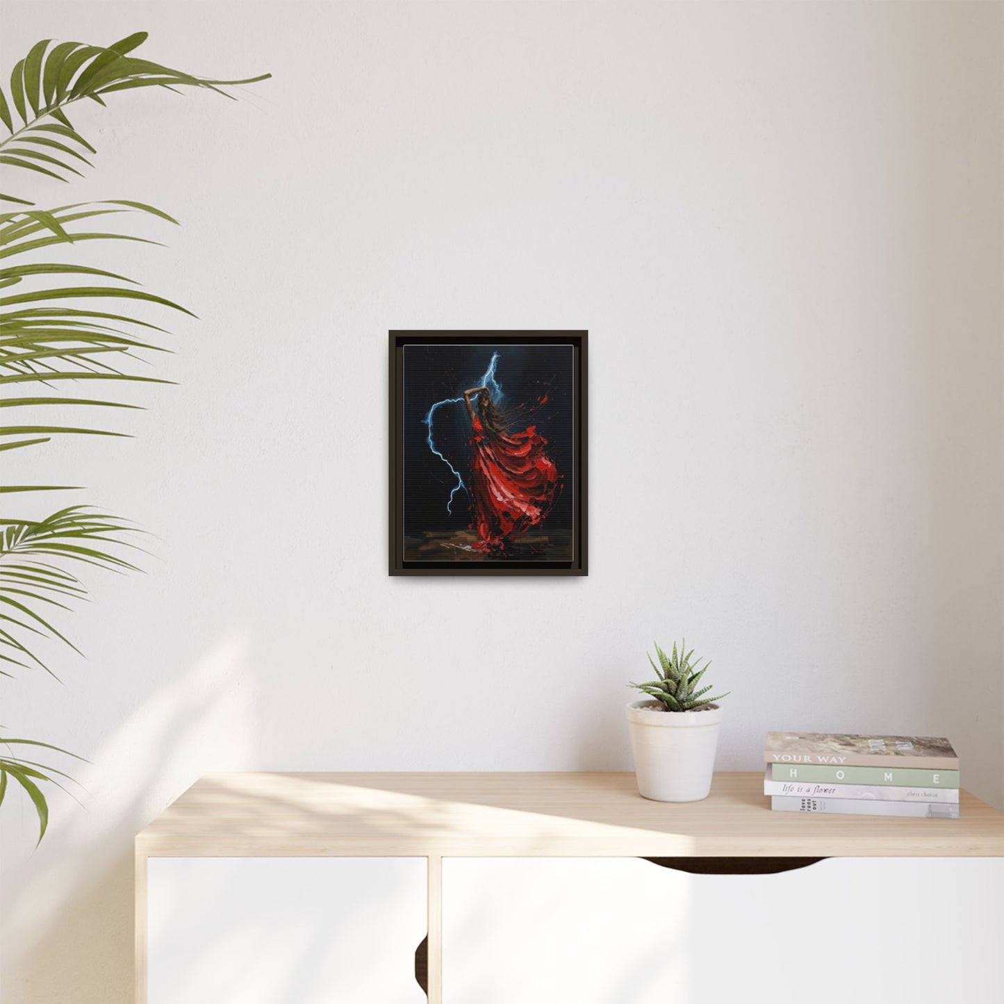 Framed Matte Canvas Print — Red Dancer Lightning Art
