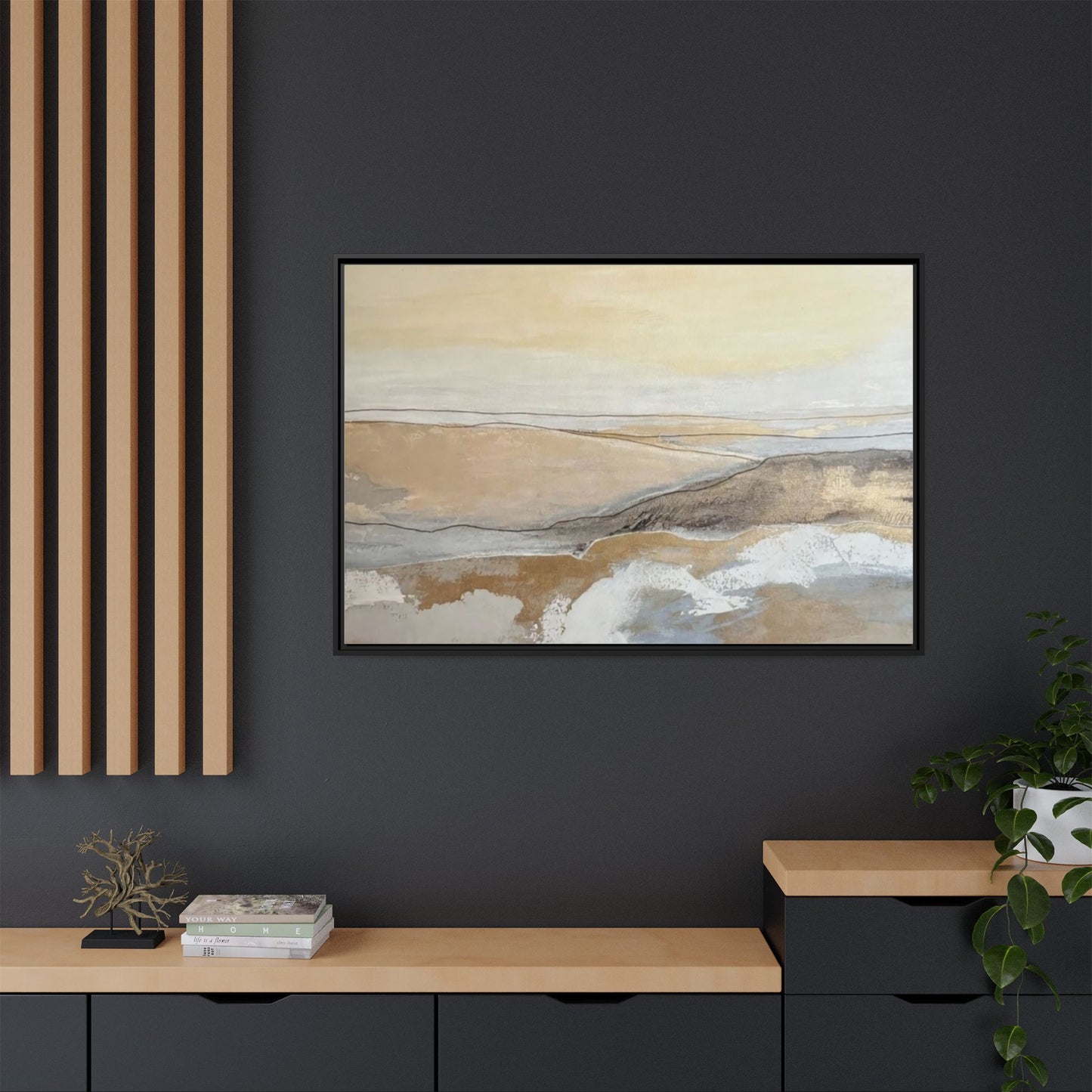 Framed Abstract Coastal Landscape Matte Canvas Wall Art