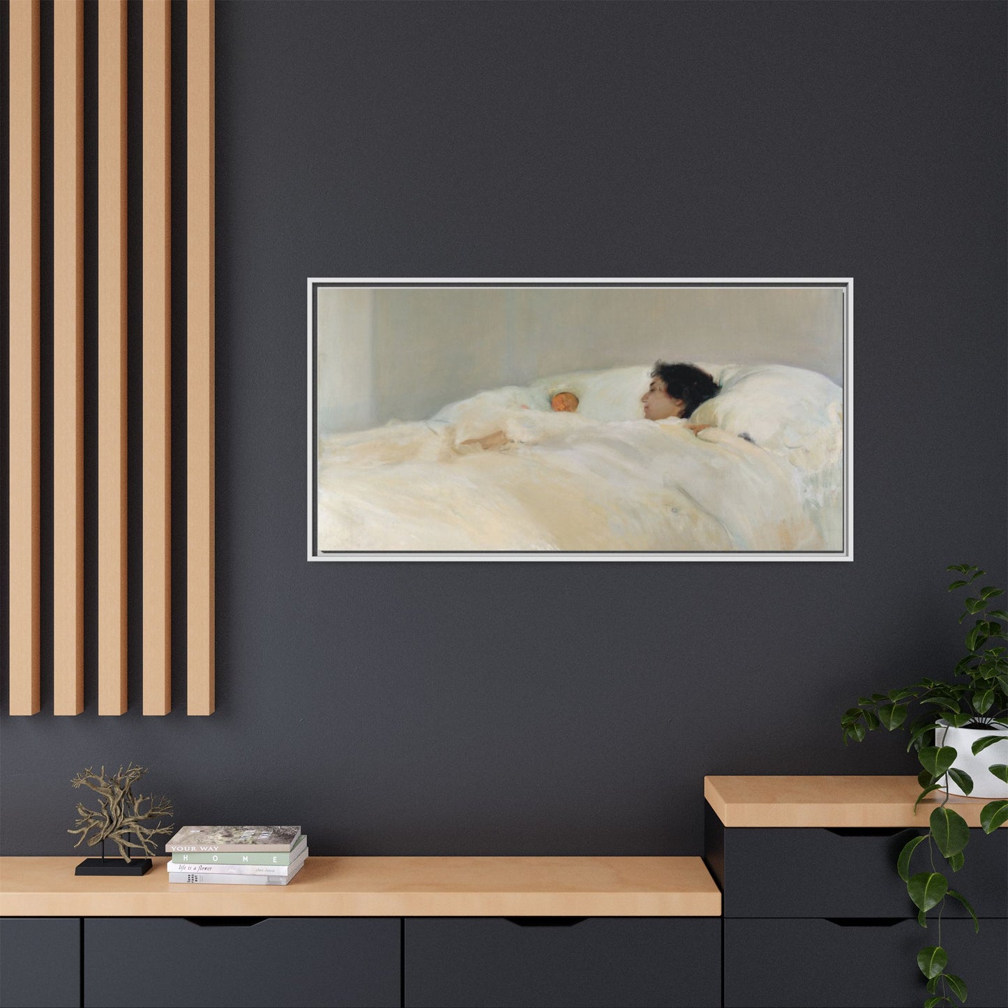 Mother by Joaquin Sorolla y Bastida Framed Matte Canvas Wall Art Print