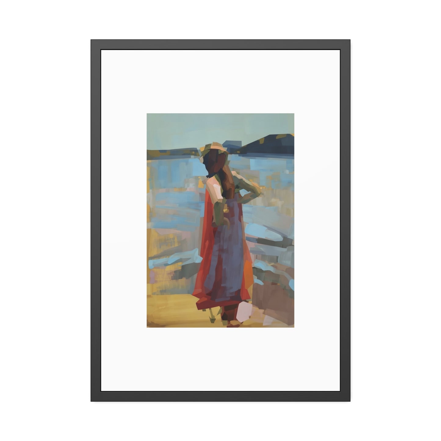 Framed Art Print — Woman at the Shore Impressionist Poster