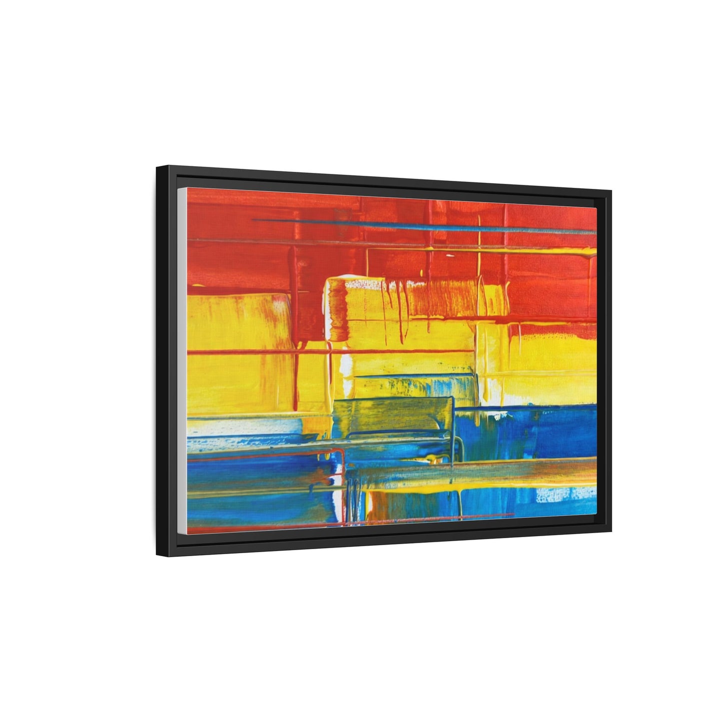 Abstract Multi-Color Framed Canvas Art — Modern Geometric Wall Decor