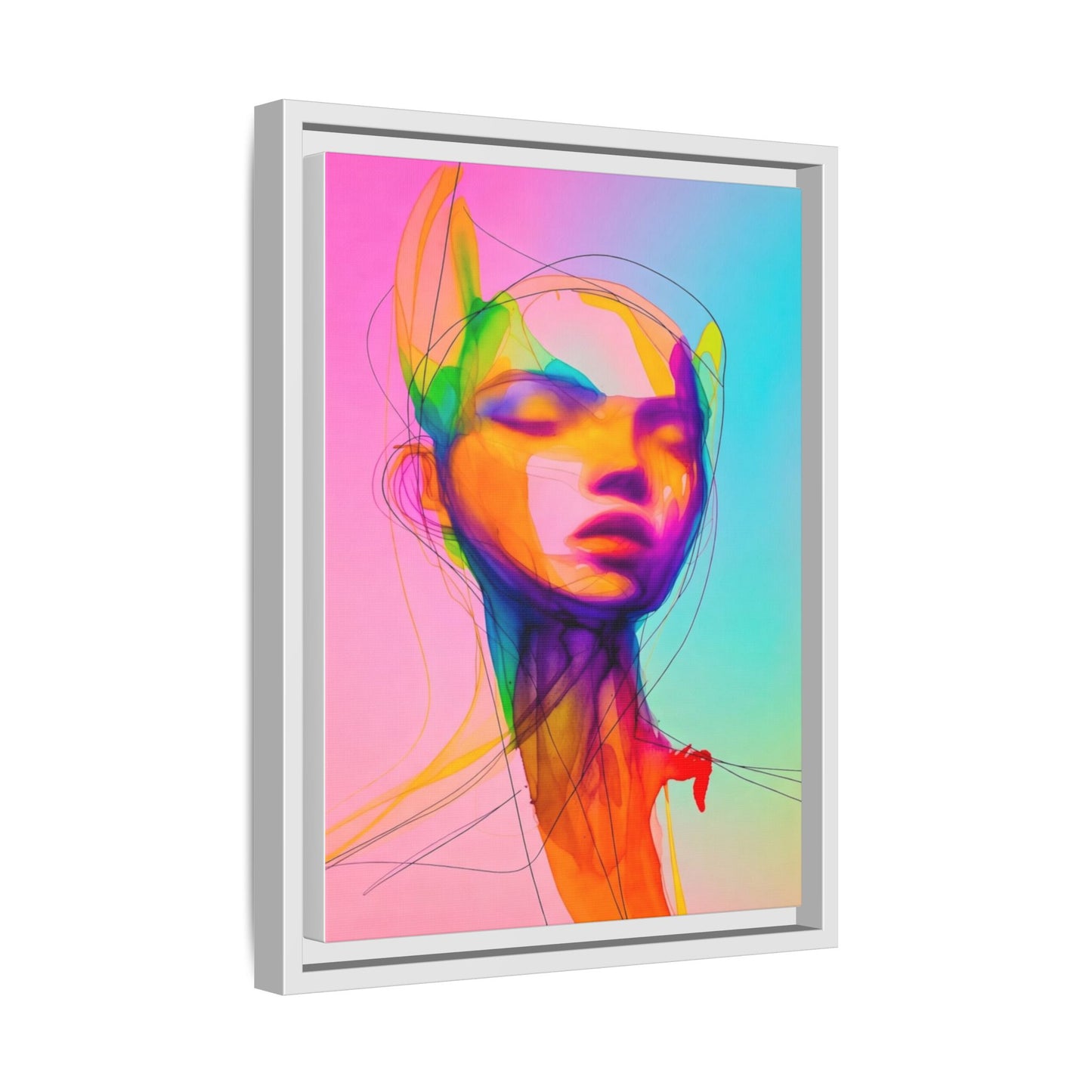 Framed Matte Canvas Art — Vibrant Abstract Portrait Wall Print