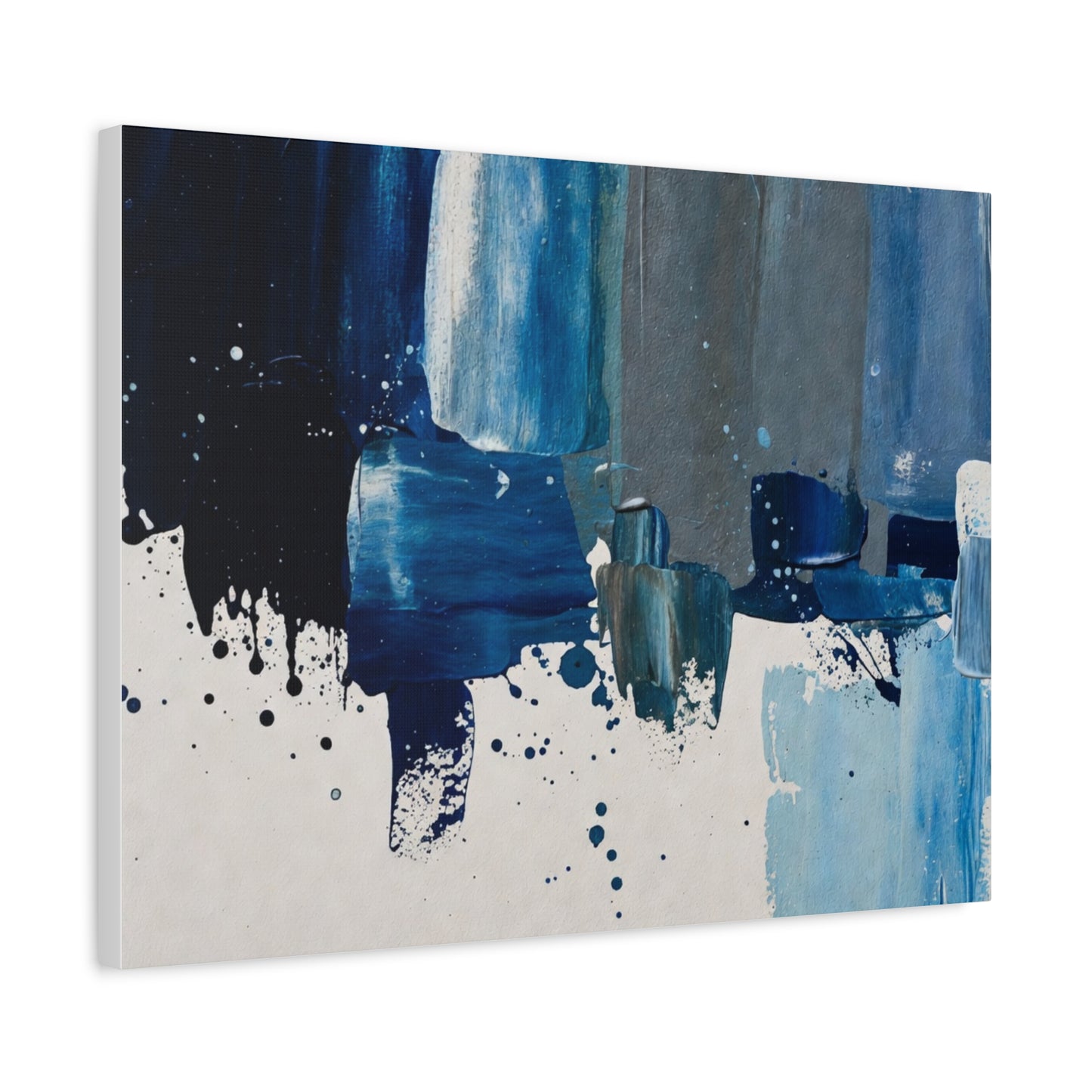 Blue Abstract Canvas Wall Art – Modern Matte Stretched Canvas