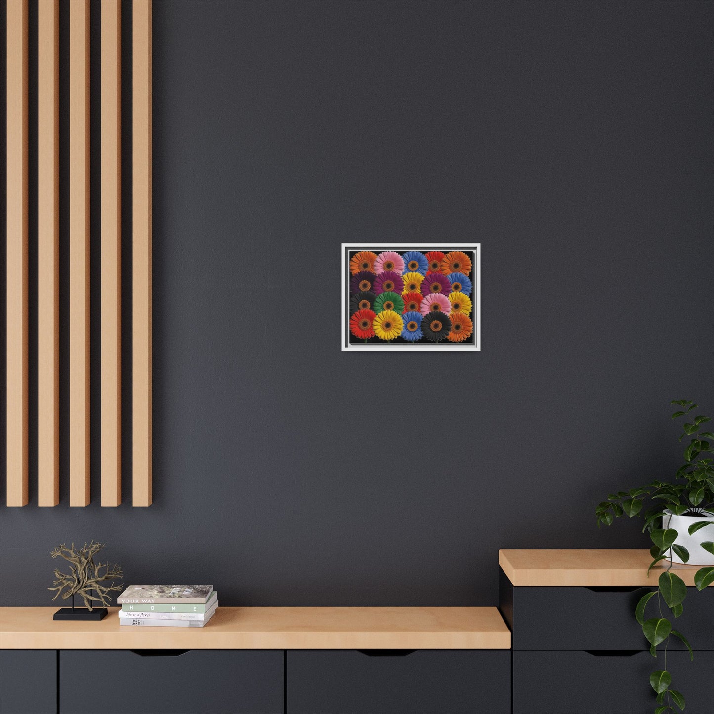 Framed Matte Canvas - Rainbow Gerbera Daisy Wall Art