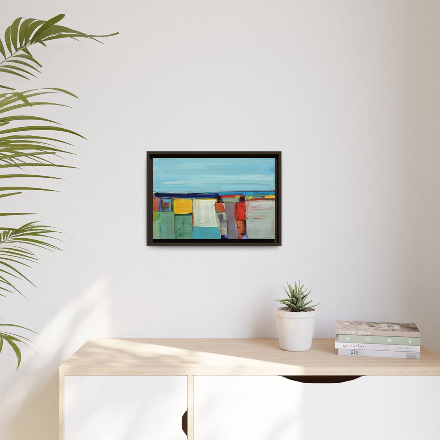 Abstract Coastal Blocks Matte Canvas Print (Framed)