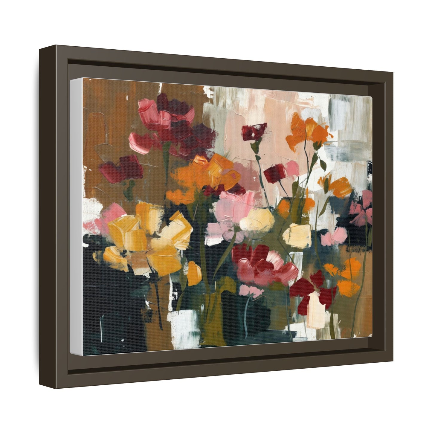 Framed Matte Canvas Floral Abstract Wall Art