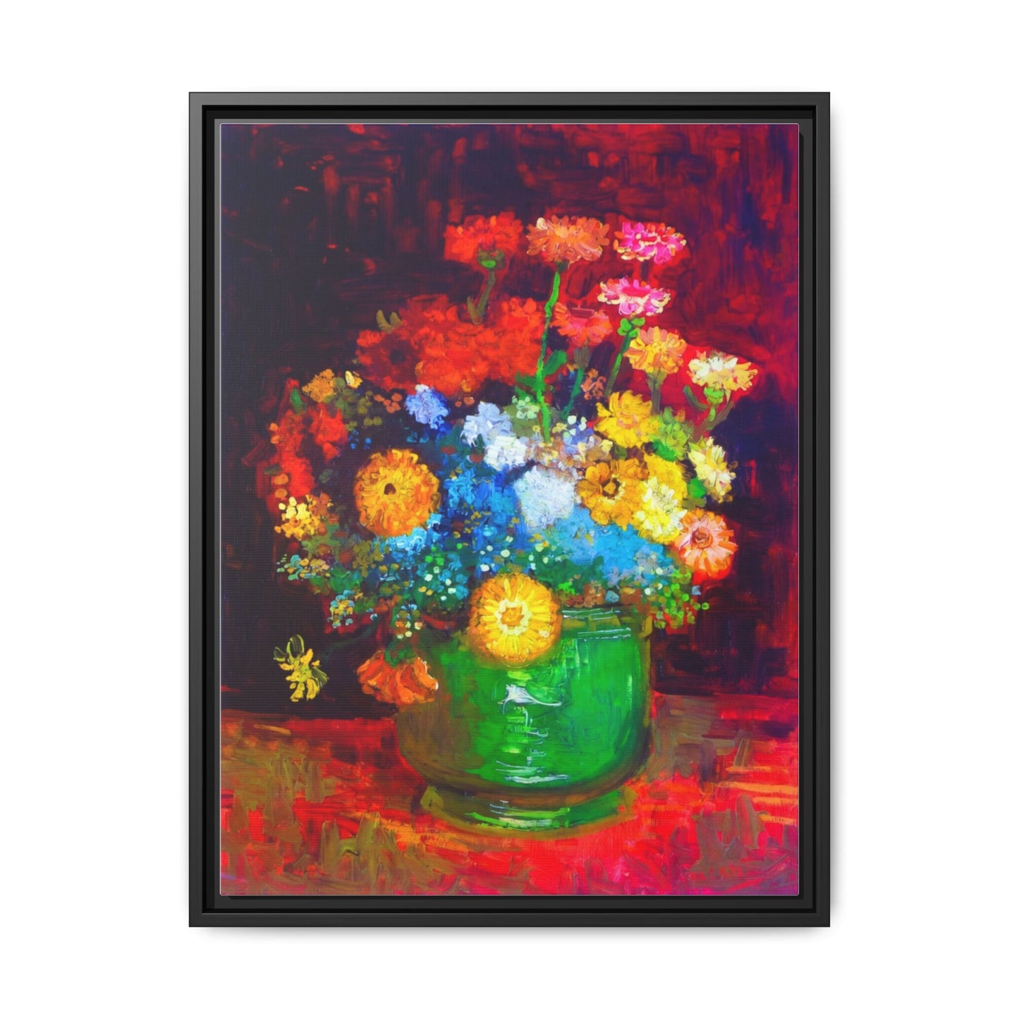 Framed Floral Canvas Print — Colorful Bouquet Wall Art