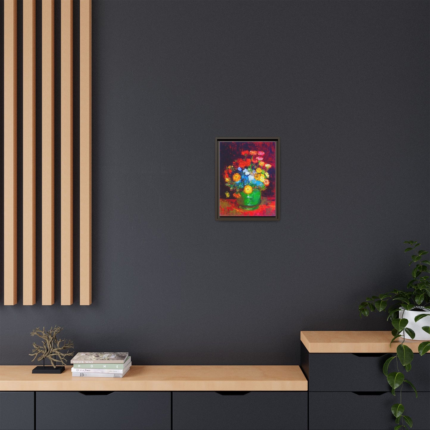 Framed Floral Canvas Print — Colorful Bouquet Wall Art
