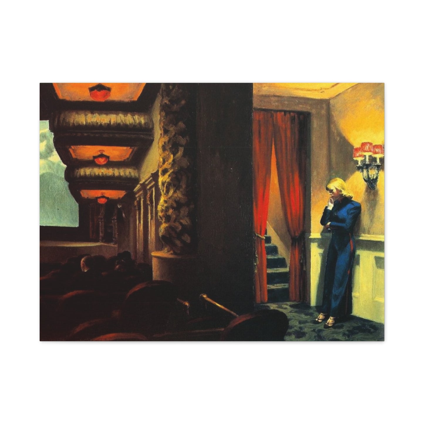 New York movie by Edward hopper Matte Canvas Wall Art Print