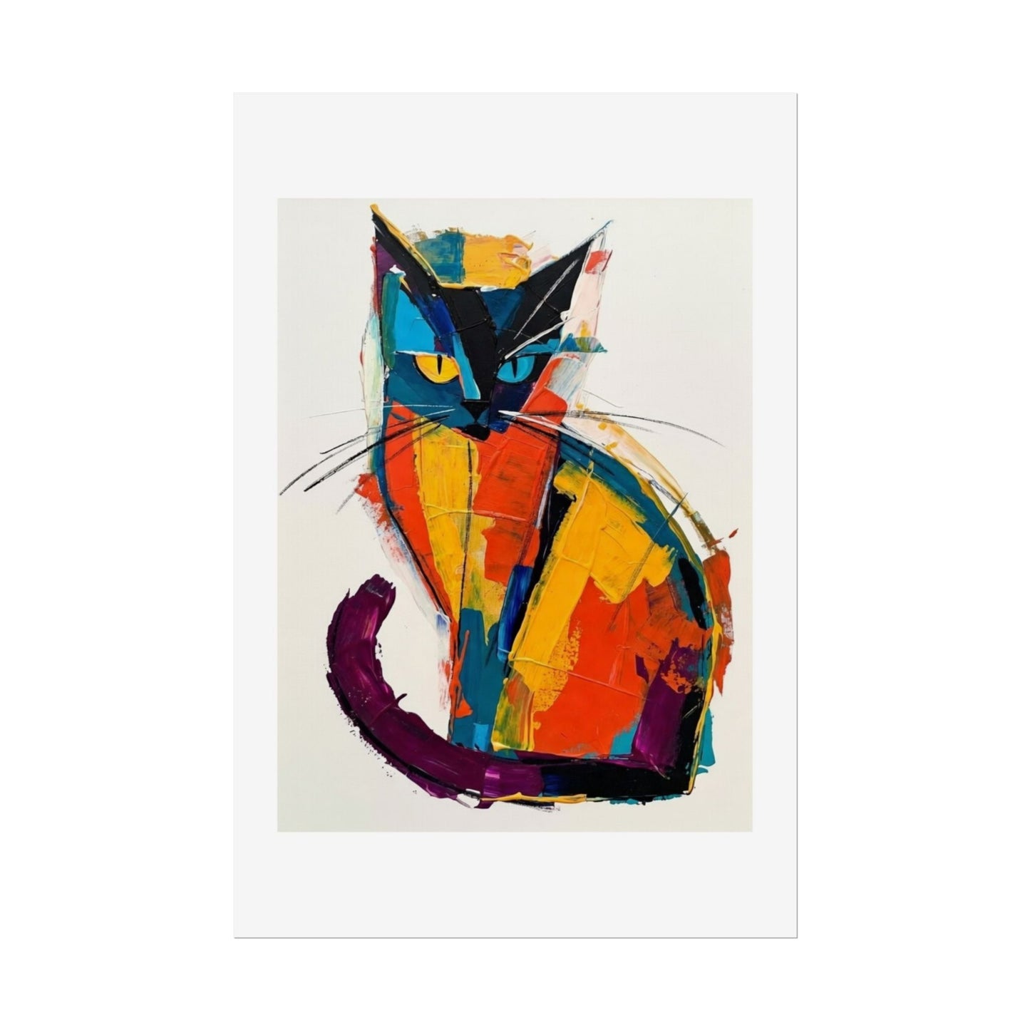 Colorful Abstract Cat Poster — Modern Rolled Art Print