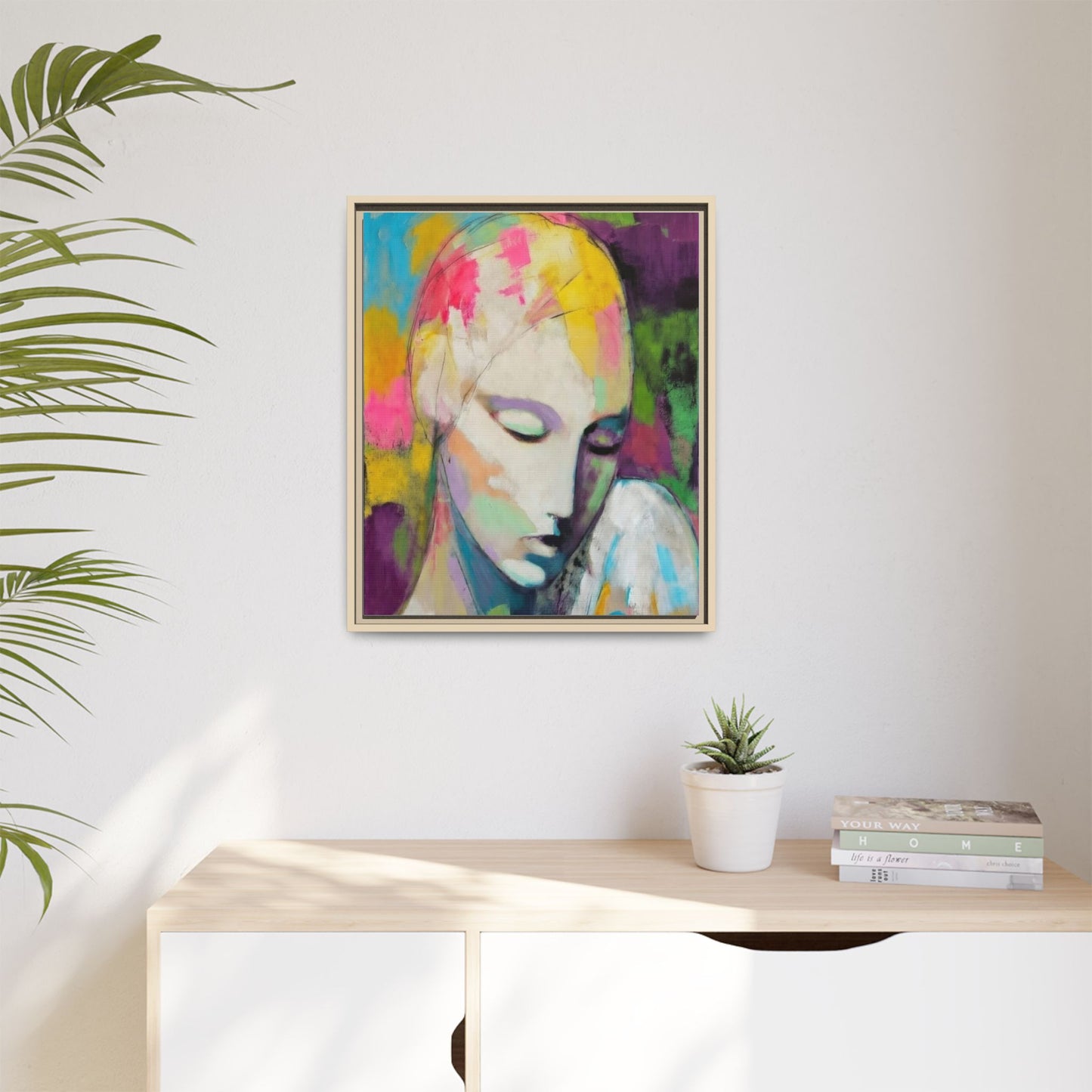 Framed Matte Canvas Art - Colorful Abstract Portrait