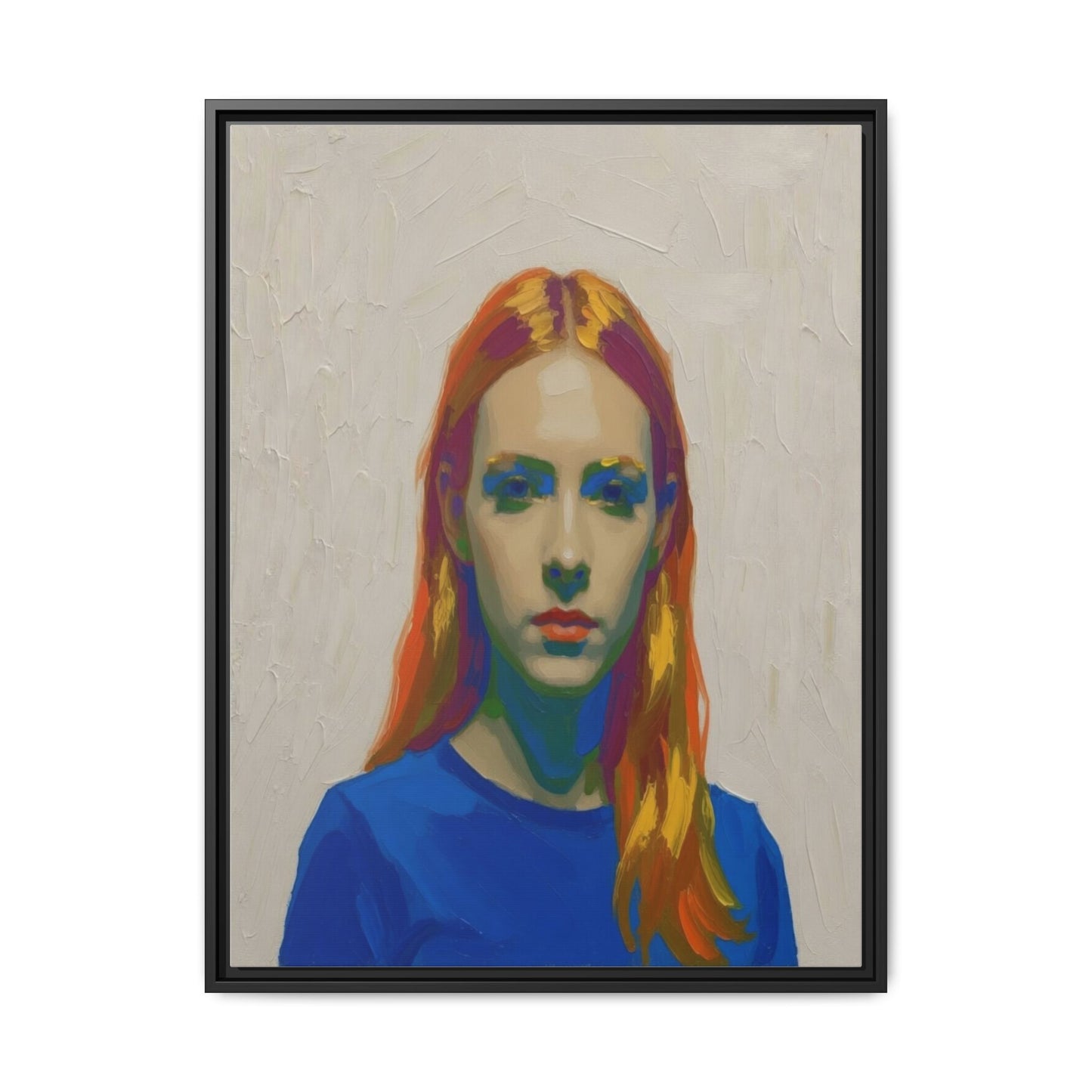 Framed Matte Canvas Portrait — Vibrant Multi‑Color Girl Art Print