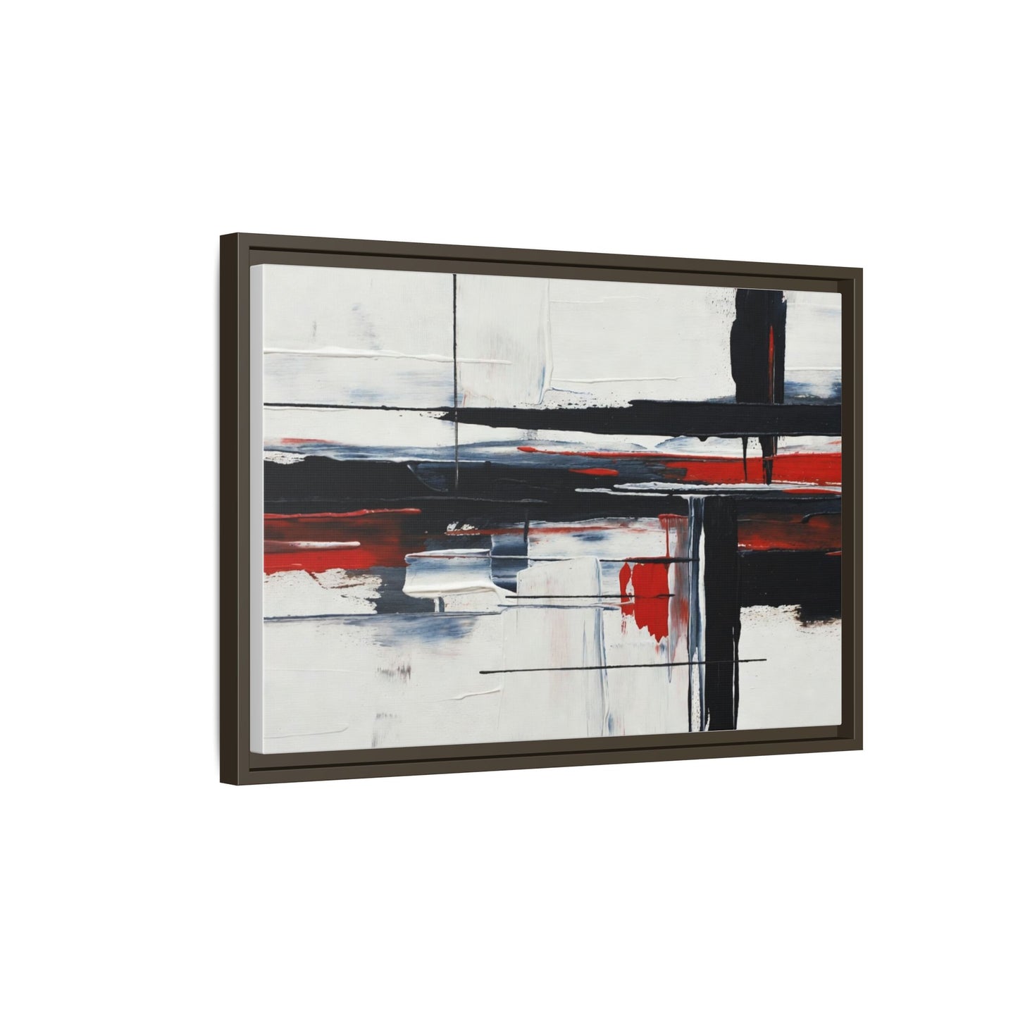Abstract Red & Black Framed Canvas Art — Modern Matte Wall Painting