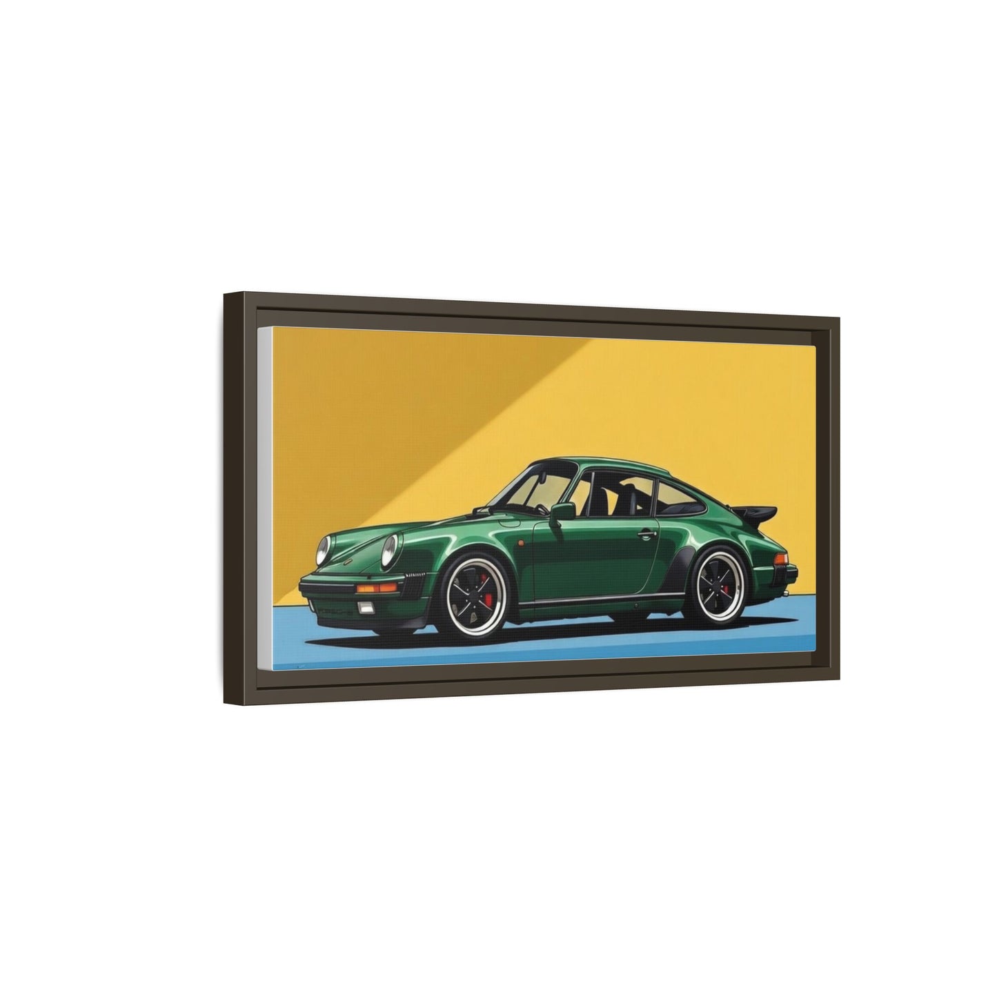 Framed Matte Canvas — Green Sports Car Wall Art