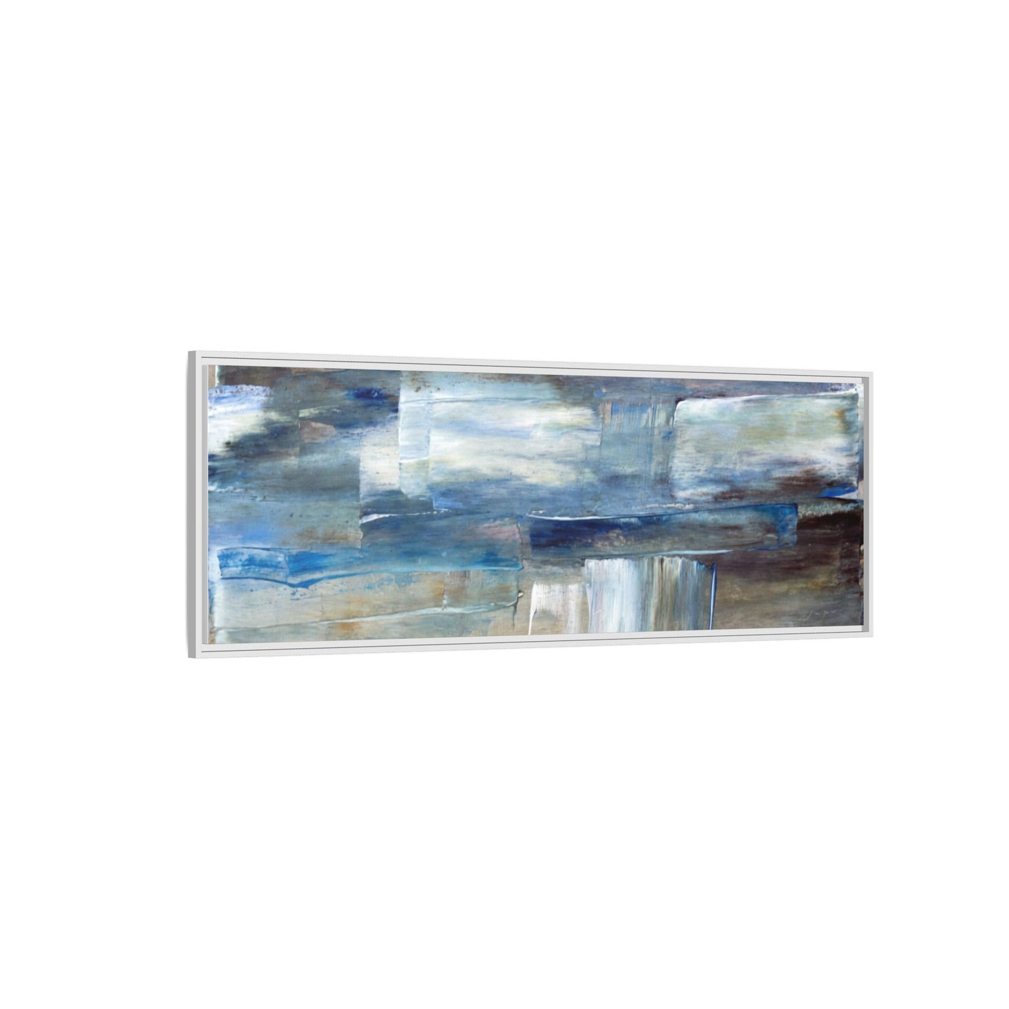 Abstract Blue Coastal Matte Canvas Framed Wall Art