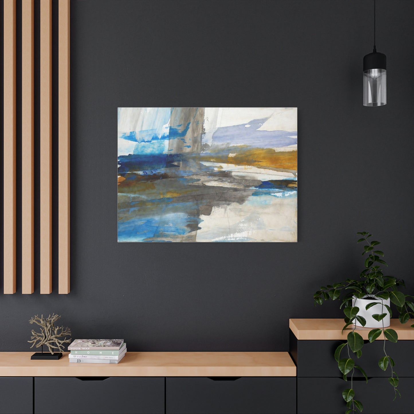 Abstract Coastal Blue Matte Canvas Print — Stretched 1.25" Wall Art