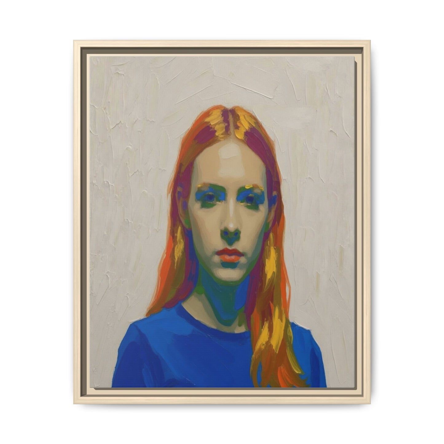 Framed Matte Canvas Portrait — Vibrant Multi‑Color Girl Art Print