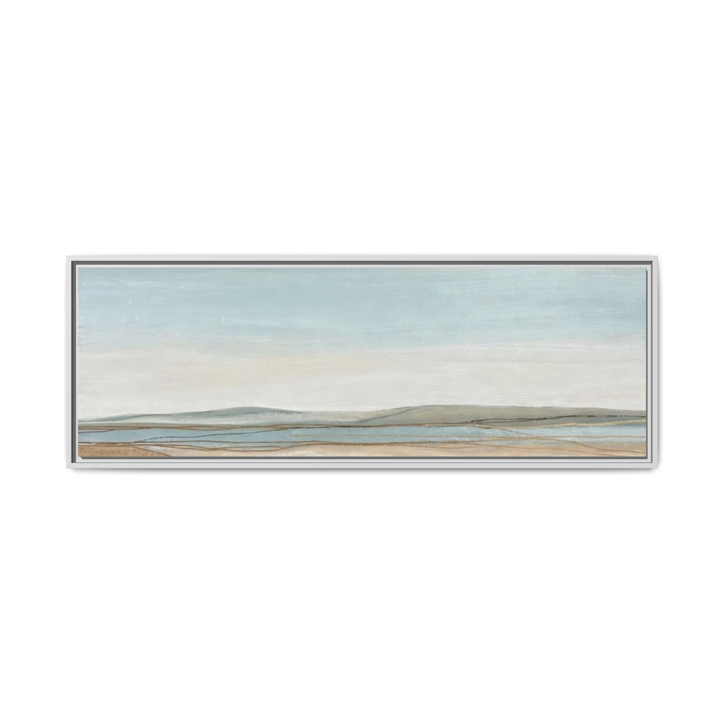 Framed Abstract Landscape Matte Canvas — Serene Coastal Horizon Wall Art