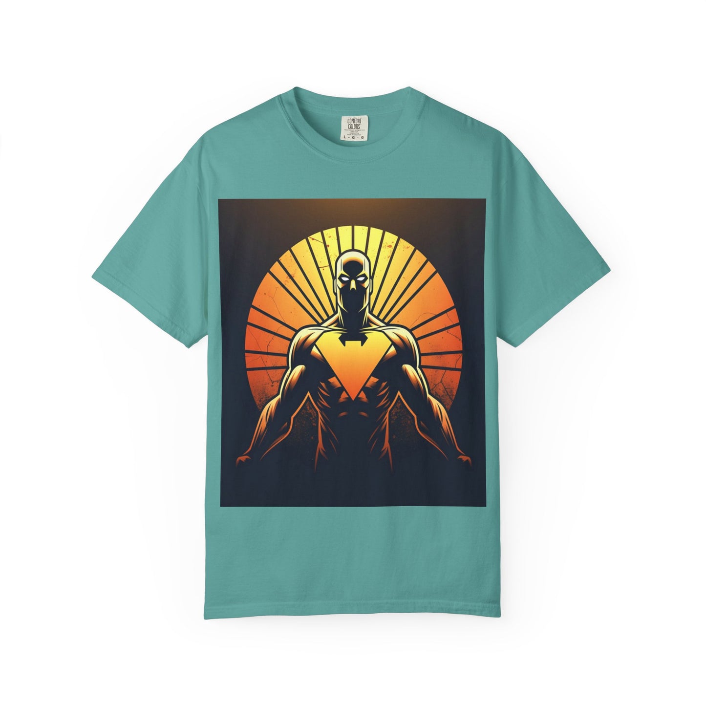 Superhero Sunrise T-Shirt — Bold Chest Emblem Graphic