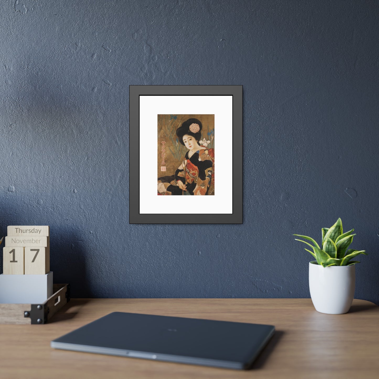 Sakura Beer by Kitano Tsunetomi Geisha Portrait Framed Paper Poster — Vintage Japanese Art Print