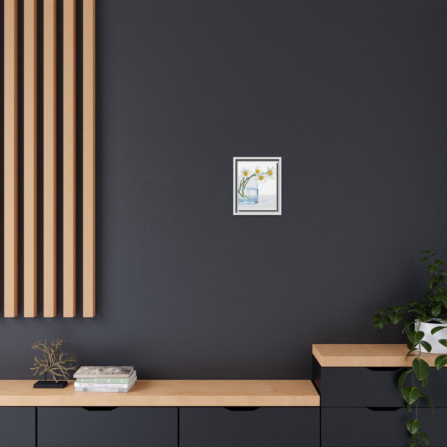 Framed Daisy Canvas Print — Minimal Botanical Wall Art