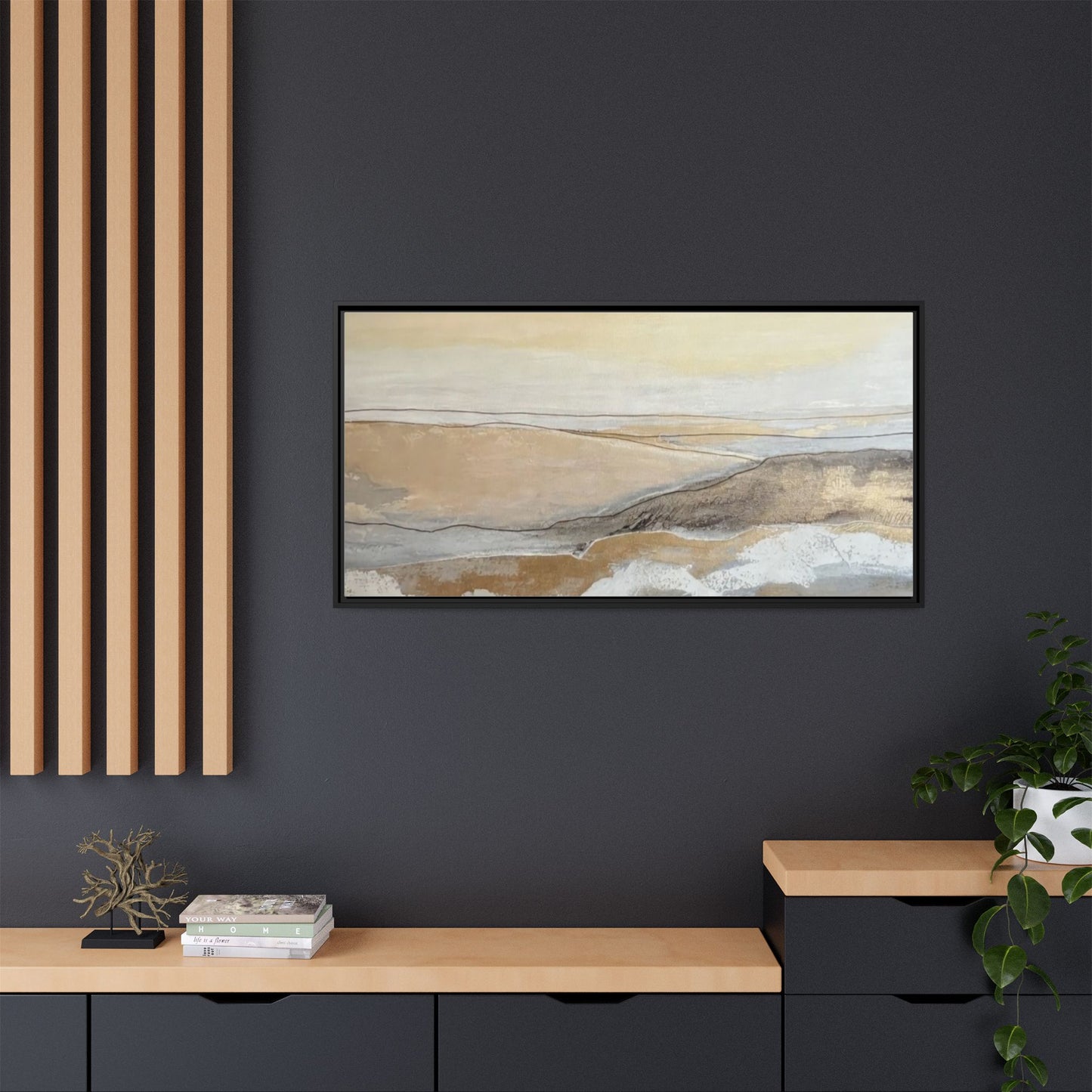 Framed Abstract Coastal Landscape Matte Canvas Wall Art