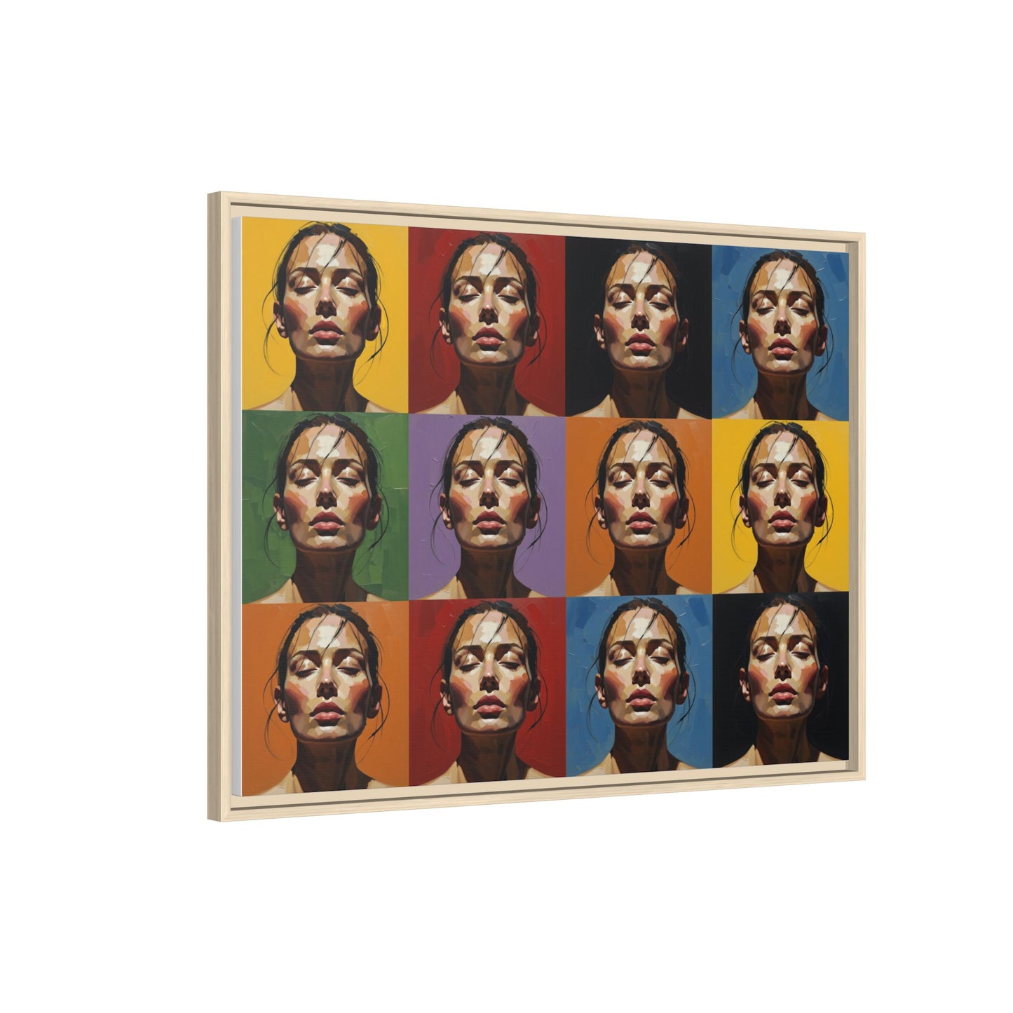 Pop Art Portrait Matte Canvas Print — Framed Multi-Color Grid
