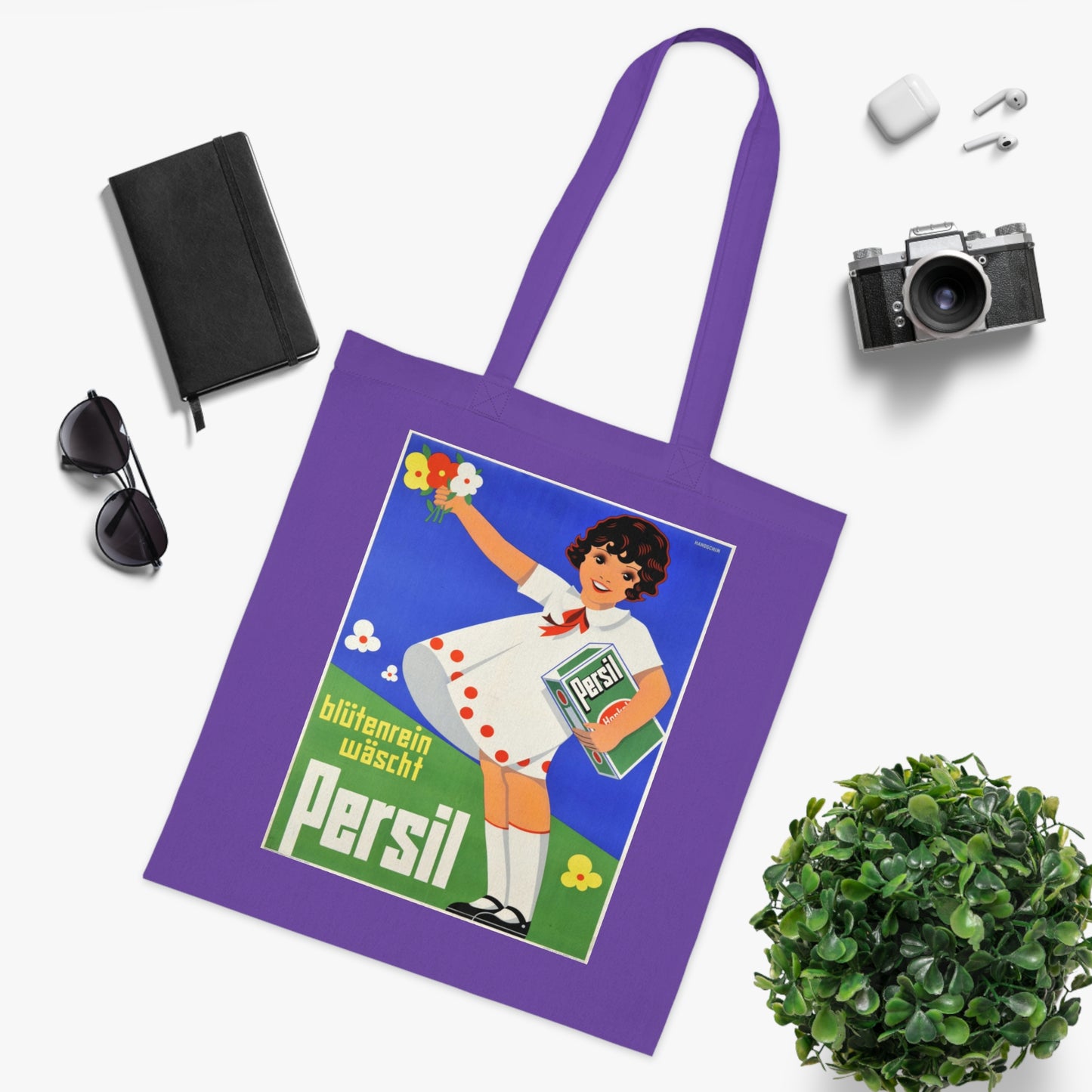 Persil Vintage Ad Tote Bag — Retro Flower Girl Laundry Graphic Cotton Tote