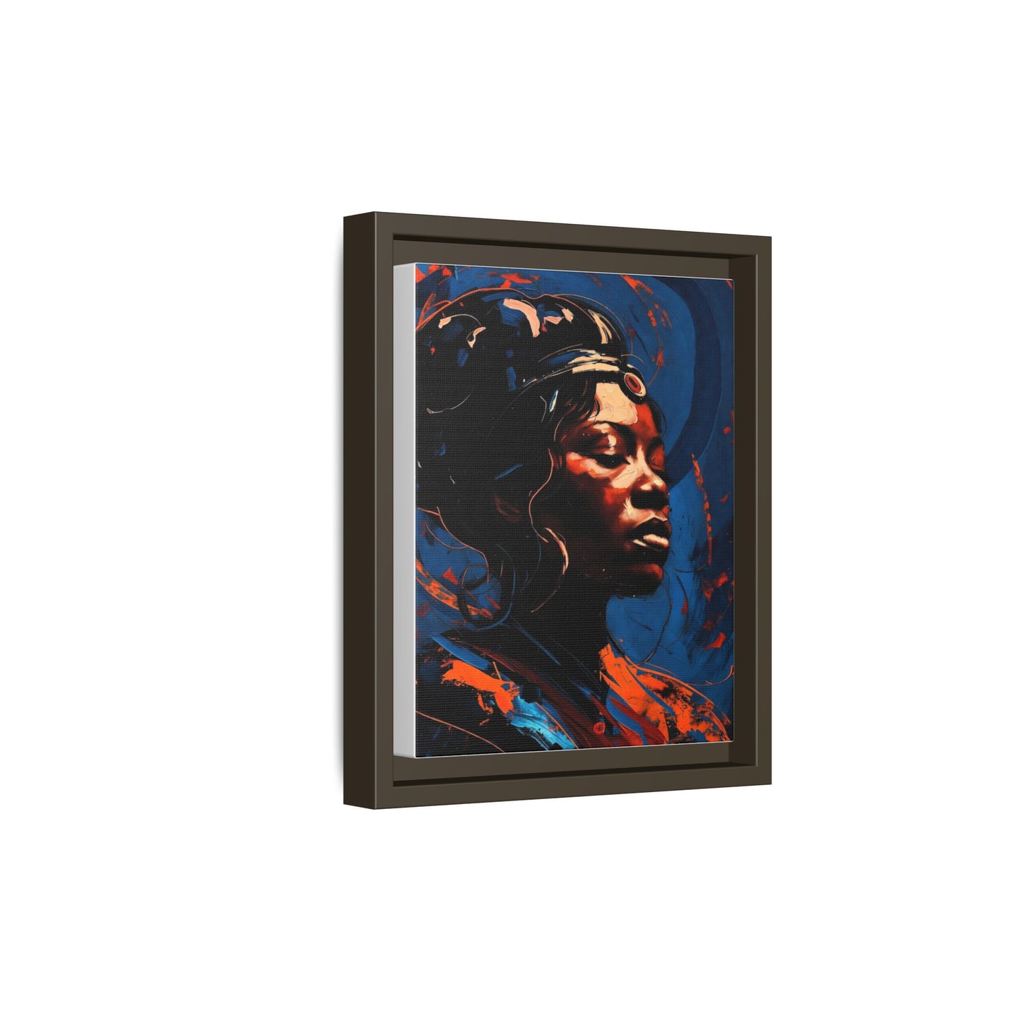 Framed Matte Canvas Art - Vibrant Portrait of a Black Woman (Multi-Color)