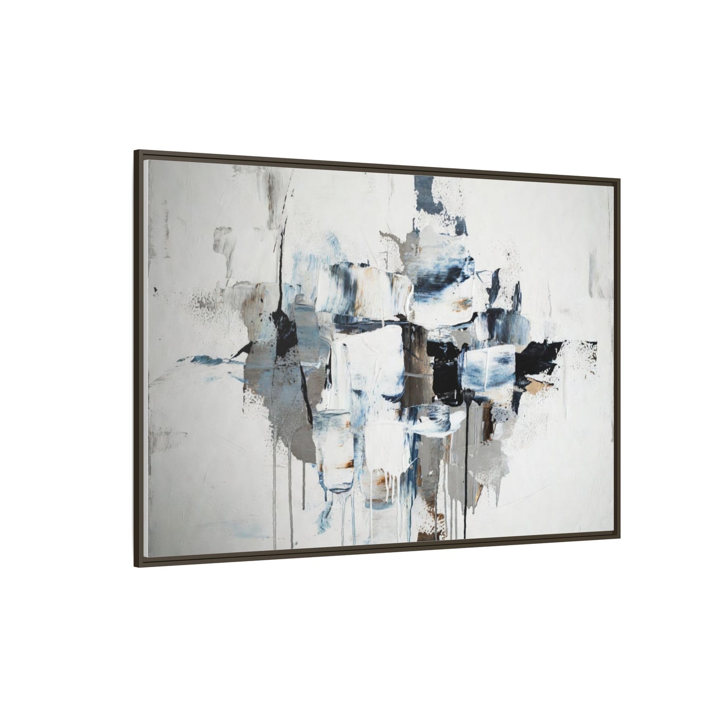 Framed Abstract Canvas Art — Blue Neutral Modern Wall Print