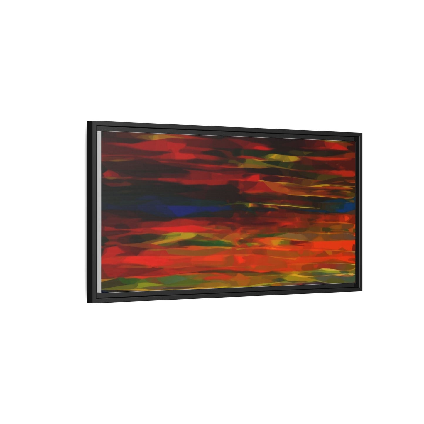 Abstract Multi-Color Matte Canvas Framed Wall Art — Bold Red & Blue Modern Painting