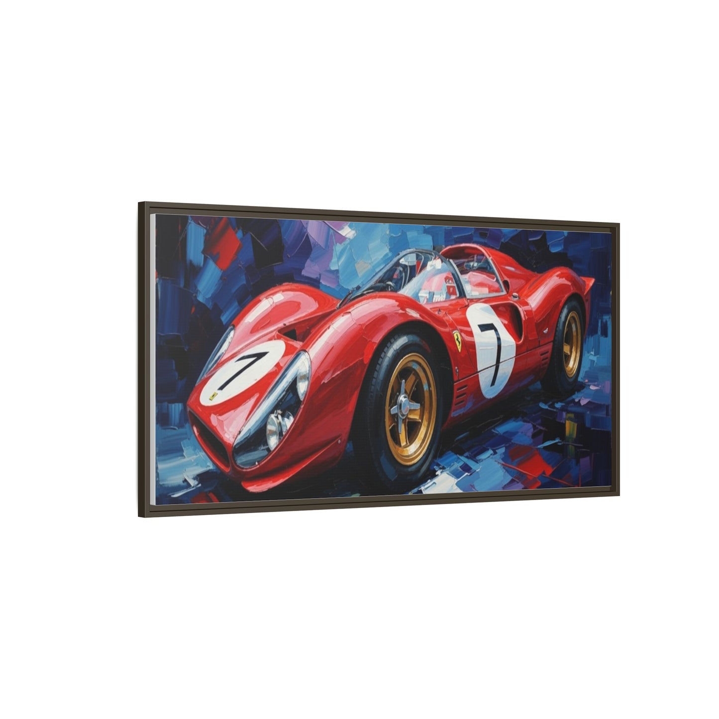 Vintage Ferrari Red Racecar Matte Canvas Framed Wall Art