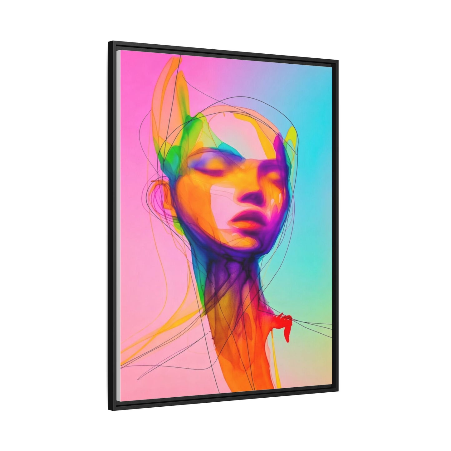 Framed Matte Canvas Art — Vibrant Abstract Portrait Wall Print