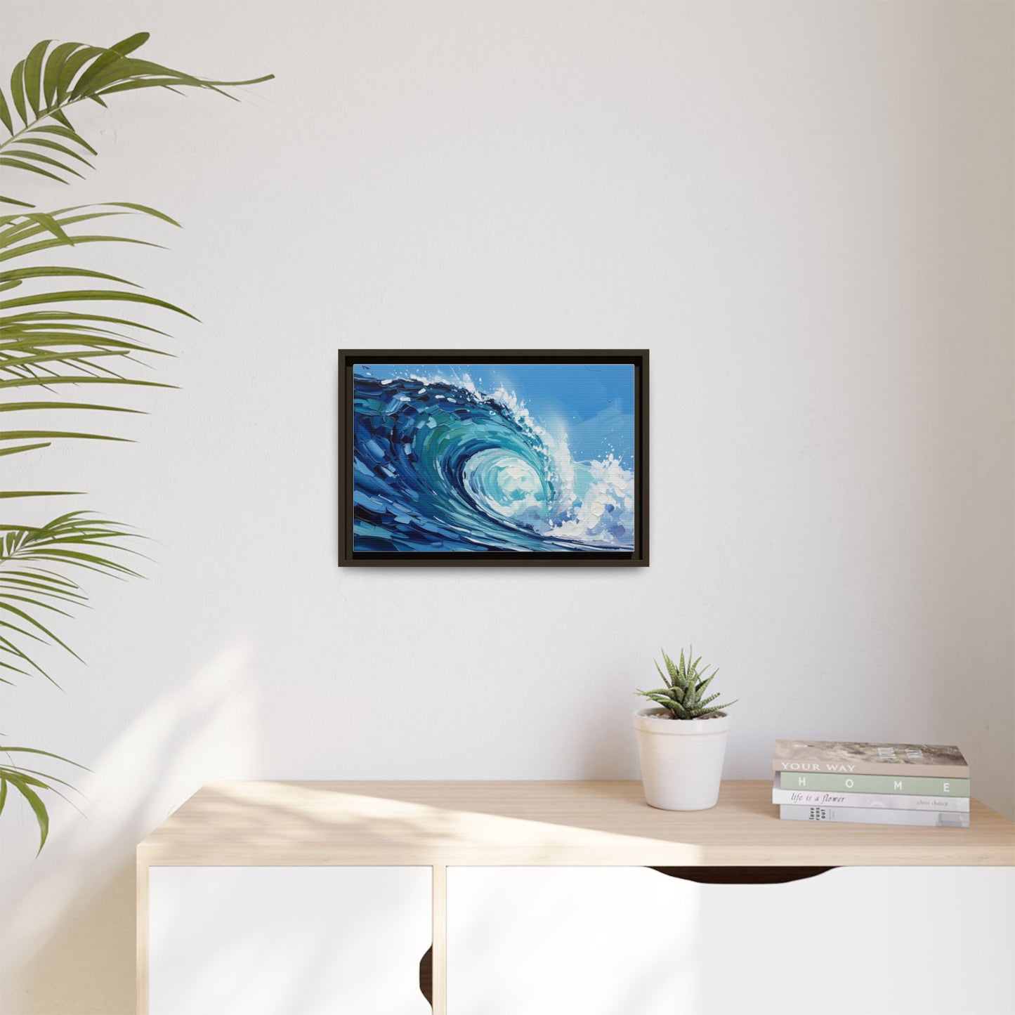 Framed Matte Canvas Wave Art — Blue Ocean Surf Wall Decor