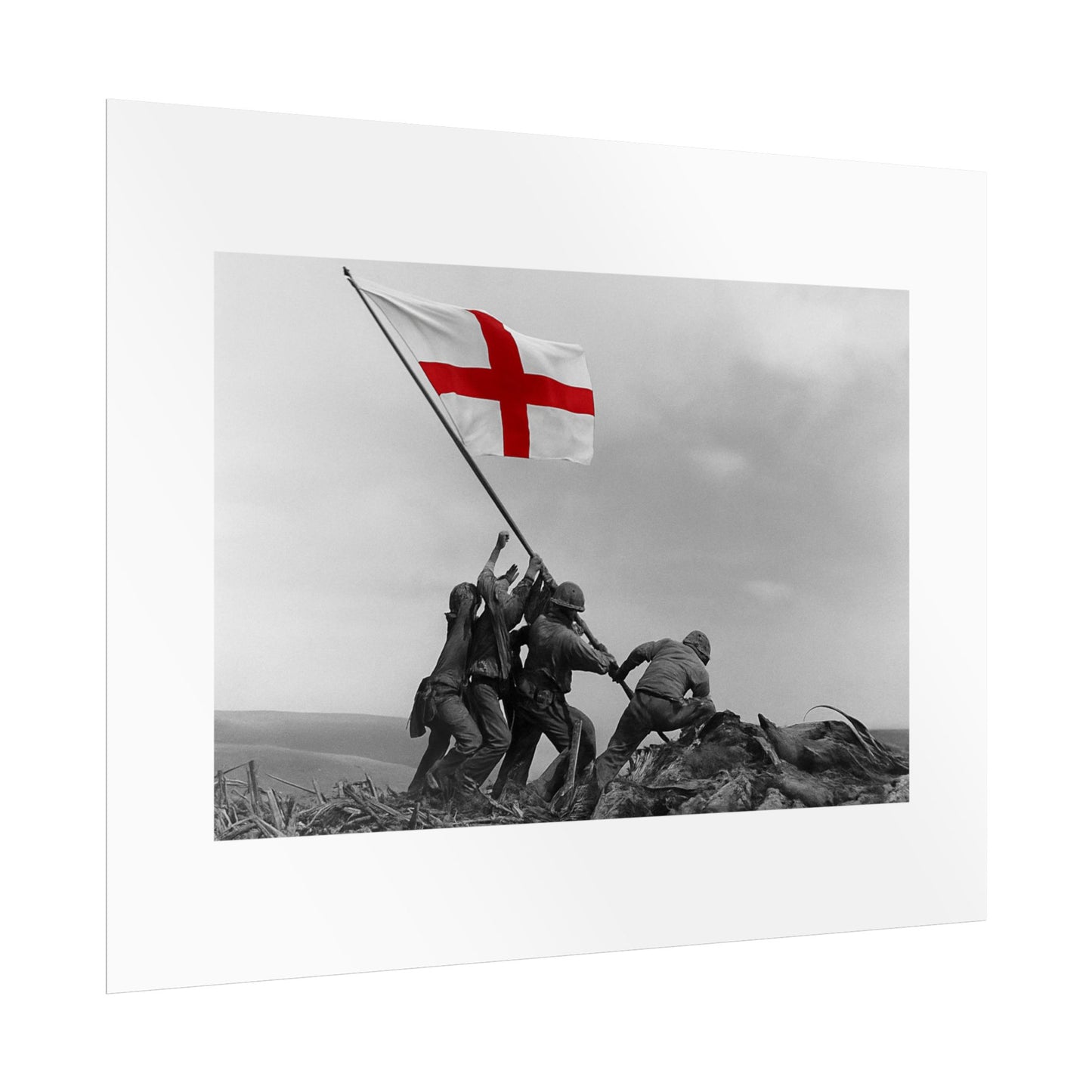 Raising the St George  by Unknown attributed to Joe Rosenthal Wall Art Print