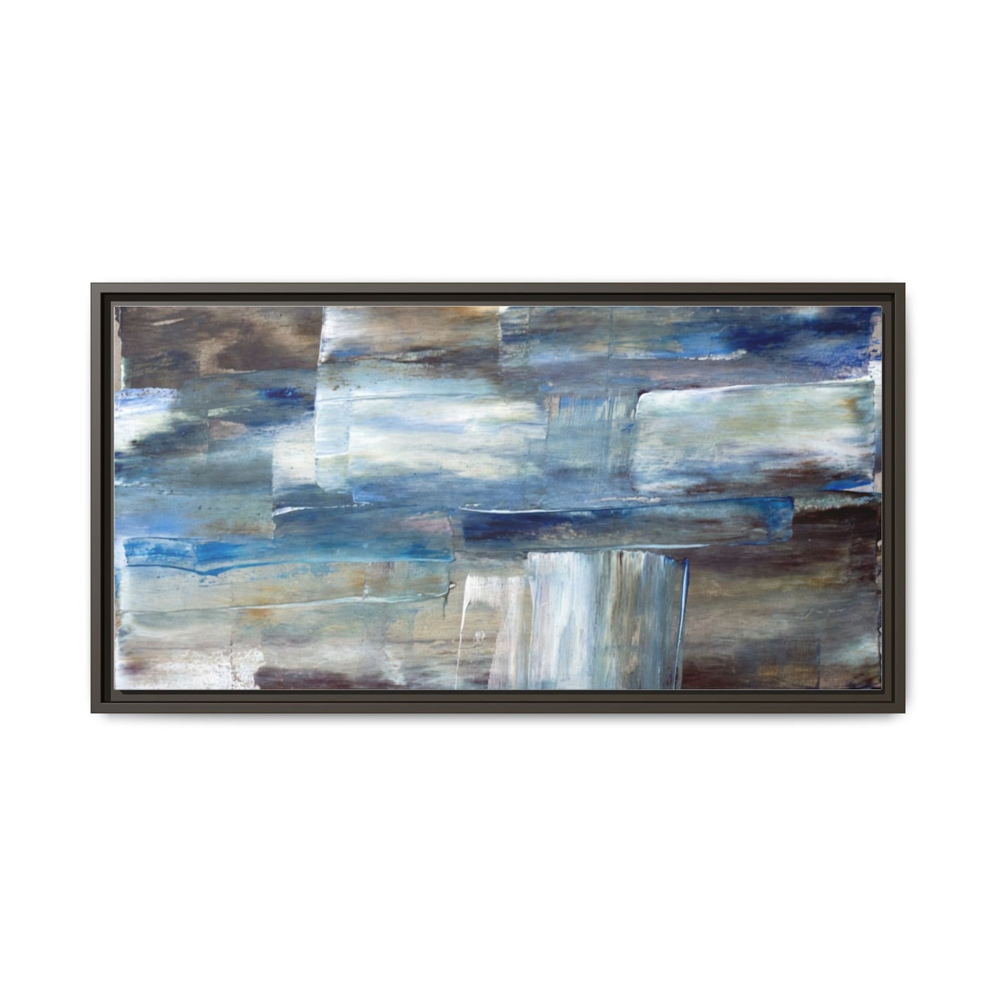 Abstract Blue Coastal Matte Canvas Framed Wall Art