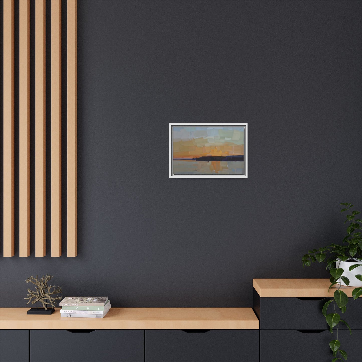 Framed Matte Canvas Sunset Abstract Landscape Art Print