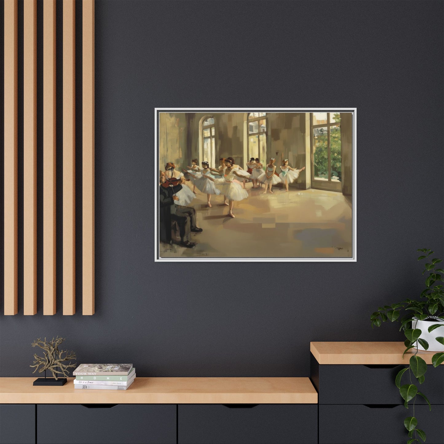 Framed Matte Canvas Print — Ballet Class Scene (Impressionist Dancers)