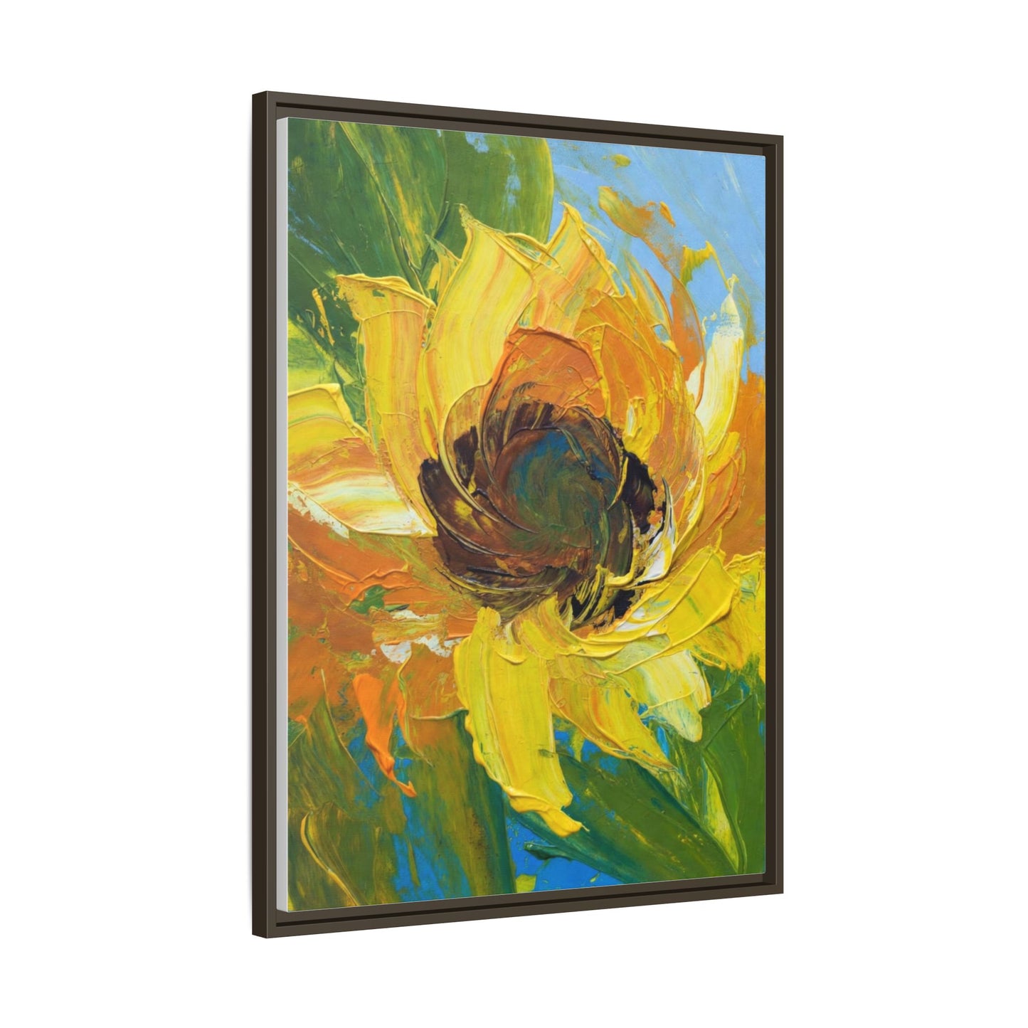 Framed Sunflower Abstract Matte Canvas Print