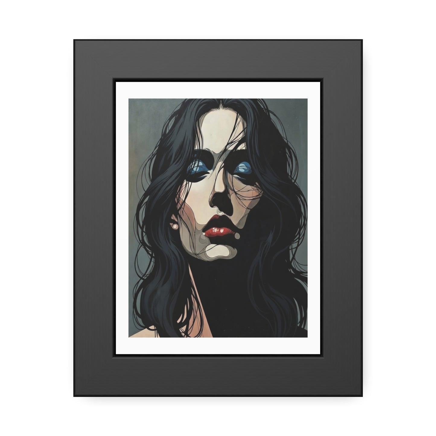 Framed Poster — Moody Portrait Art Print (Dark Feminine Wall Decor)