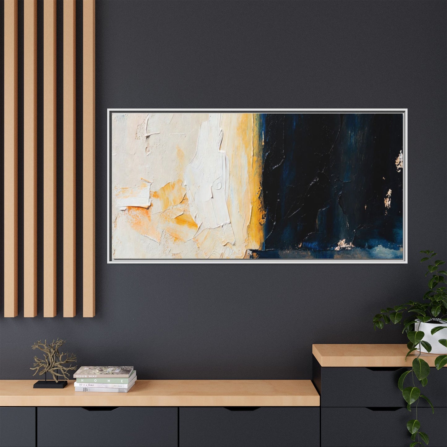Abstract Coastal Texture Framed Canvas Art — Matte Multi-Color Wall Print